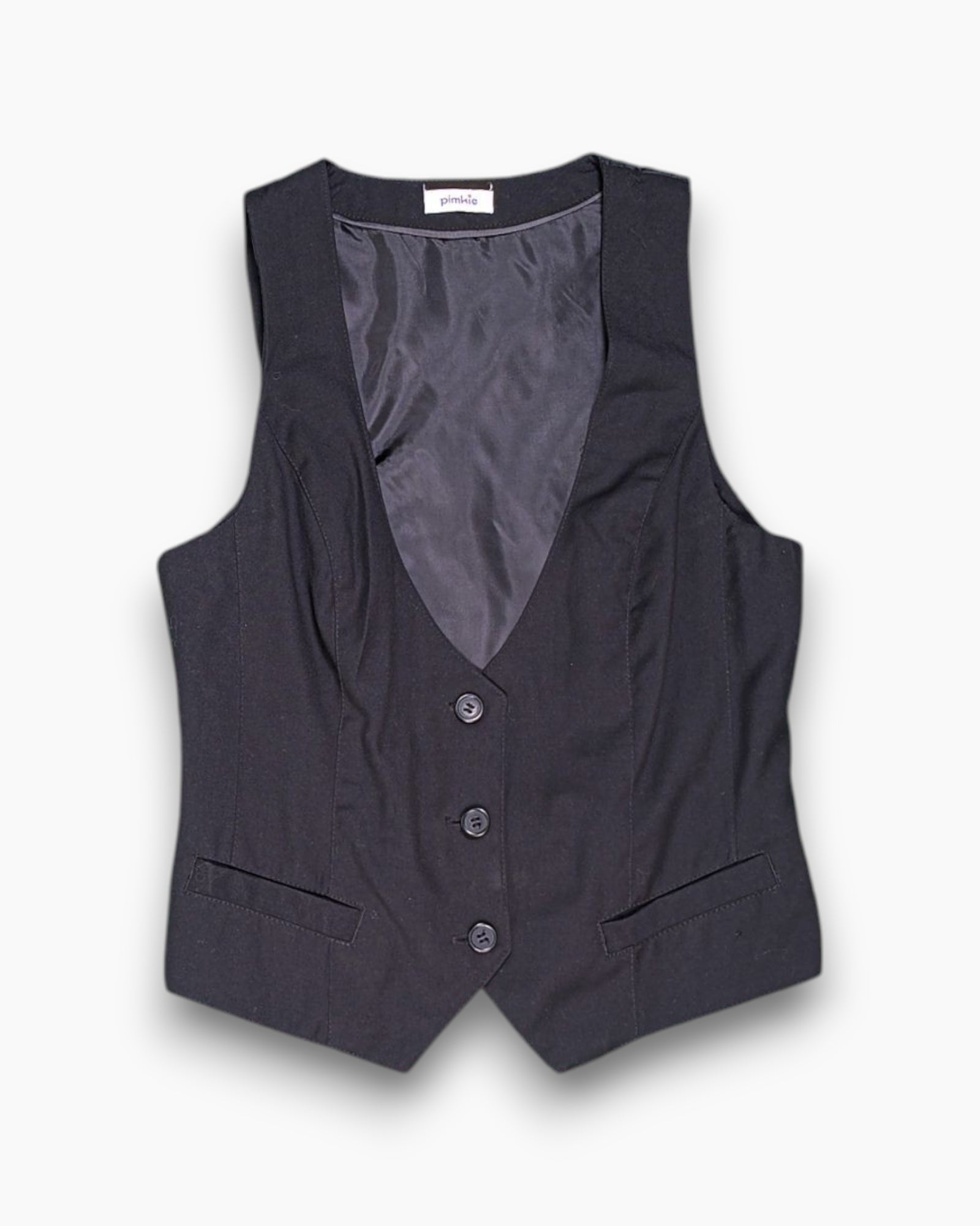 Front Pre-owned Pimkie Waistcoat / Vest – Black Tailored