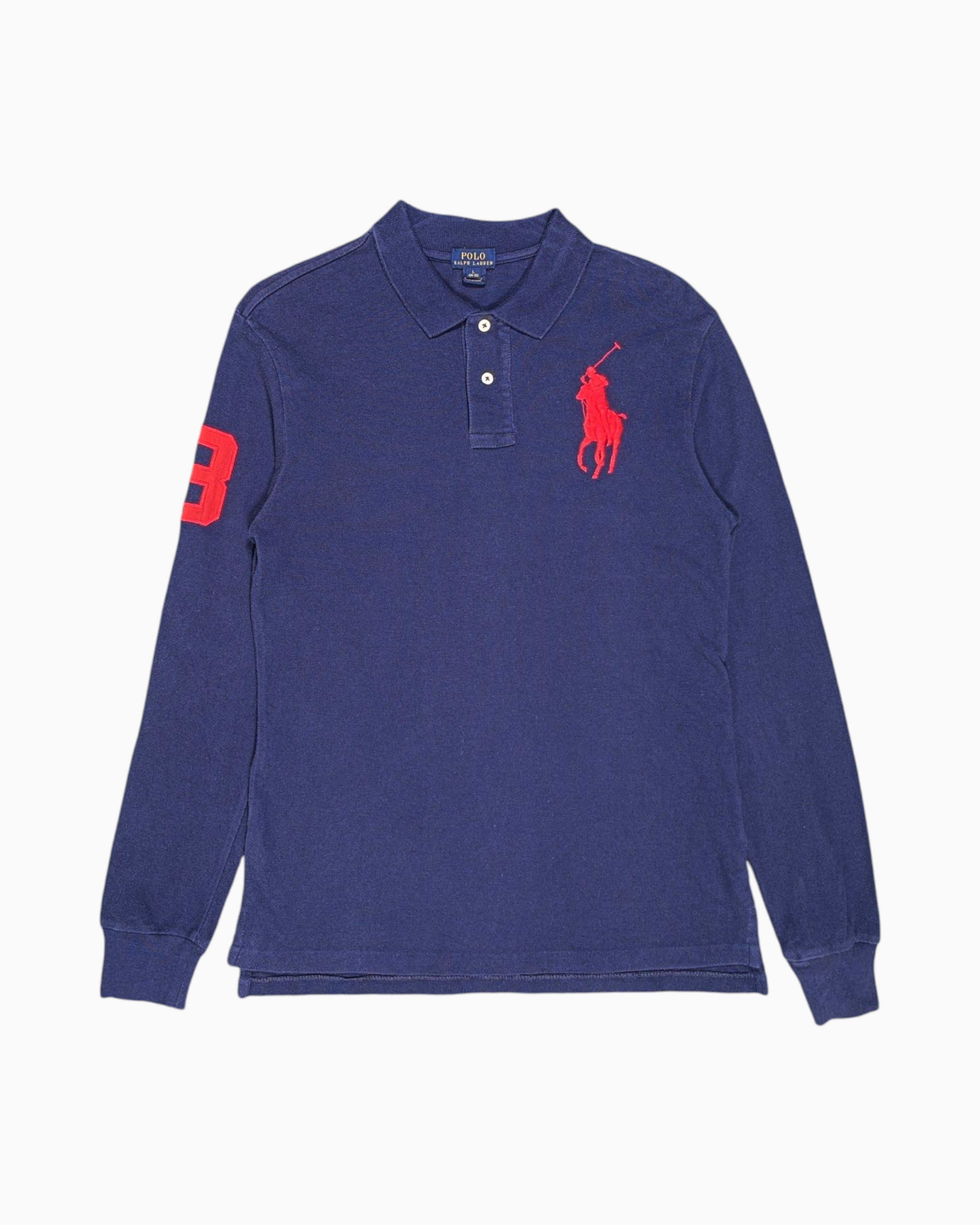 Front Vintage 2000s POLO RALPH LAUREN Long Sleeve Polo Shirt – Navy Big Pony