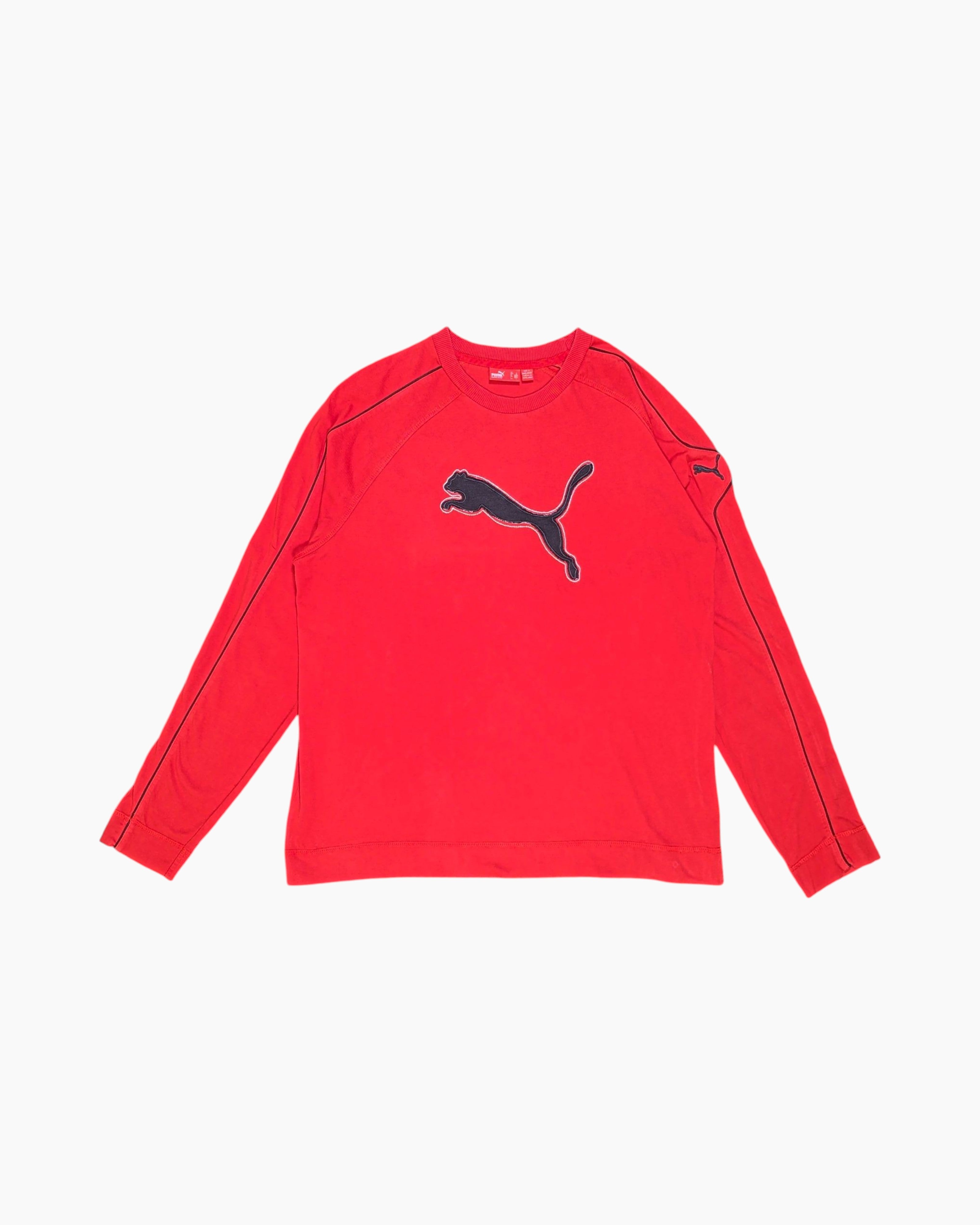Front Pre-owned PUMA Graphic Long Sleeve T-Shirt – Red Chest Logo