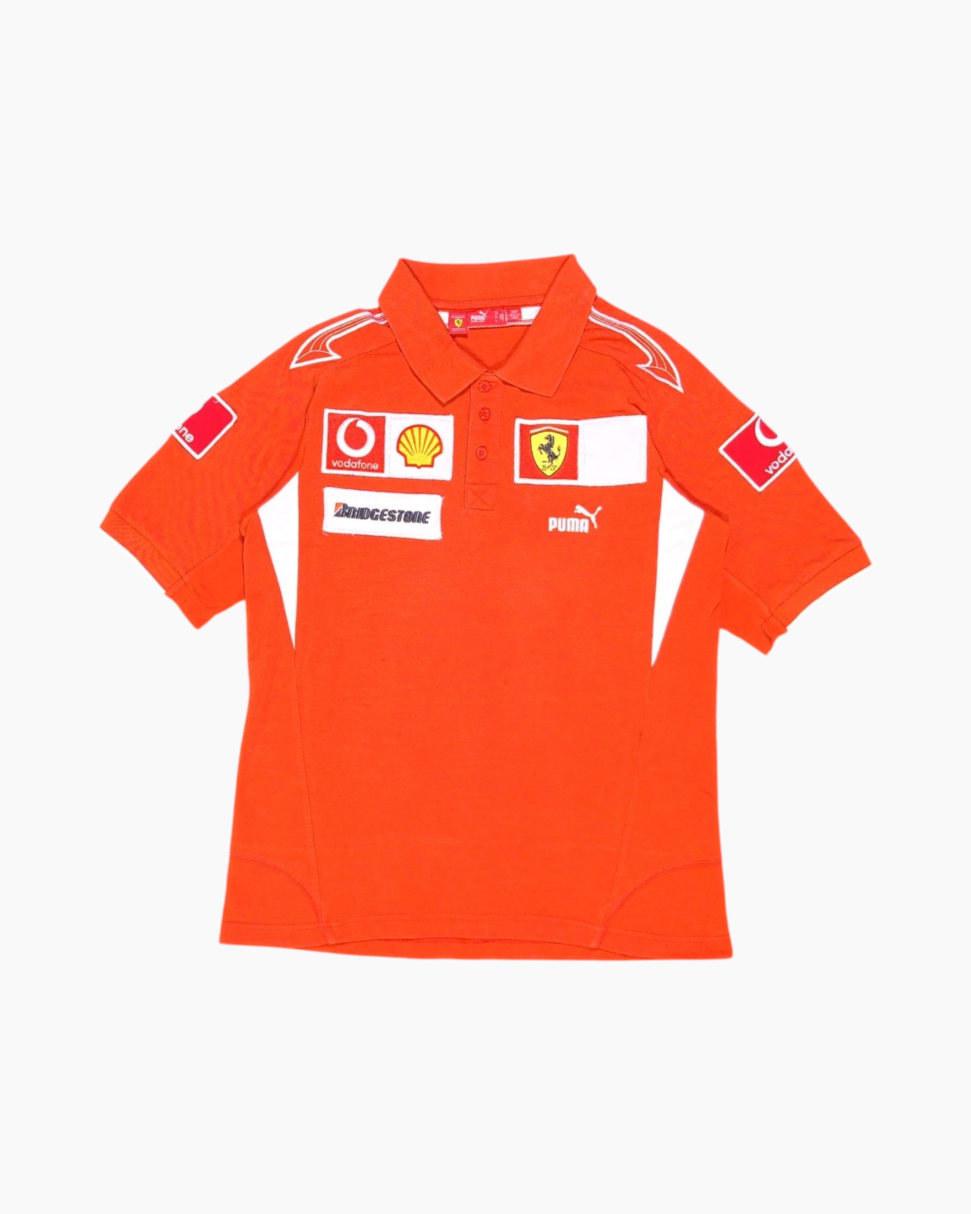 Front Vintage 2000s PUMA Polo Shirt – Red with Ferrari Sponsor Patches