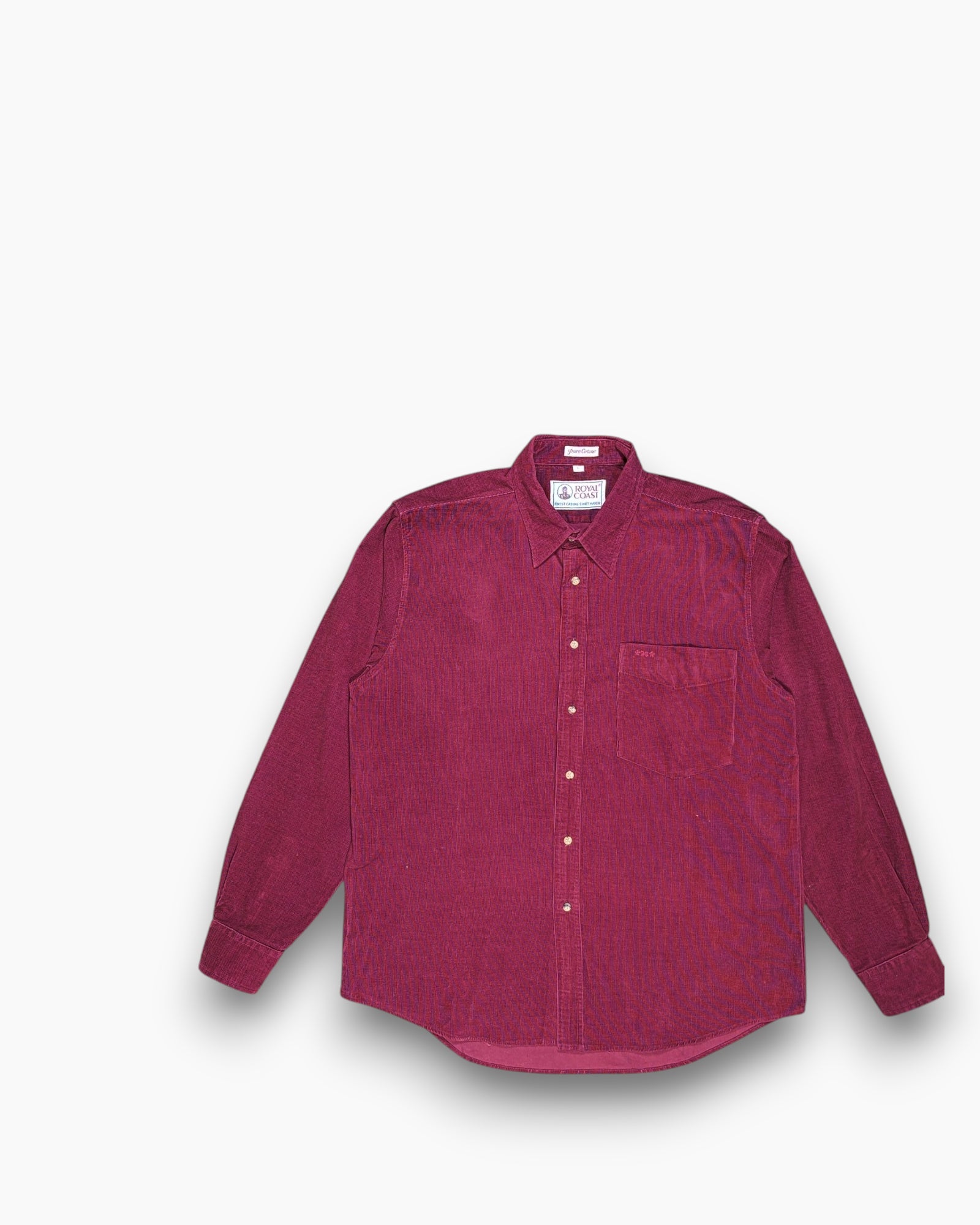 Front Vintage 80s/90s ROYAL COAST Button-Down Shirt – Burgundy Corduroy