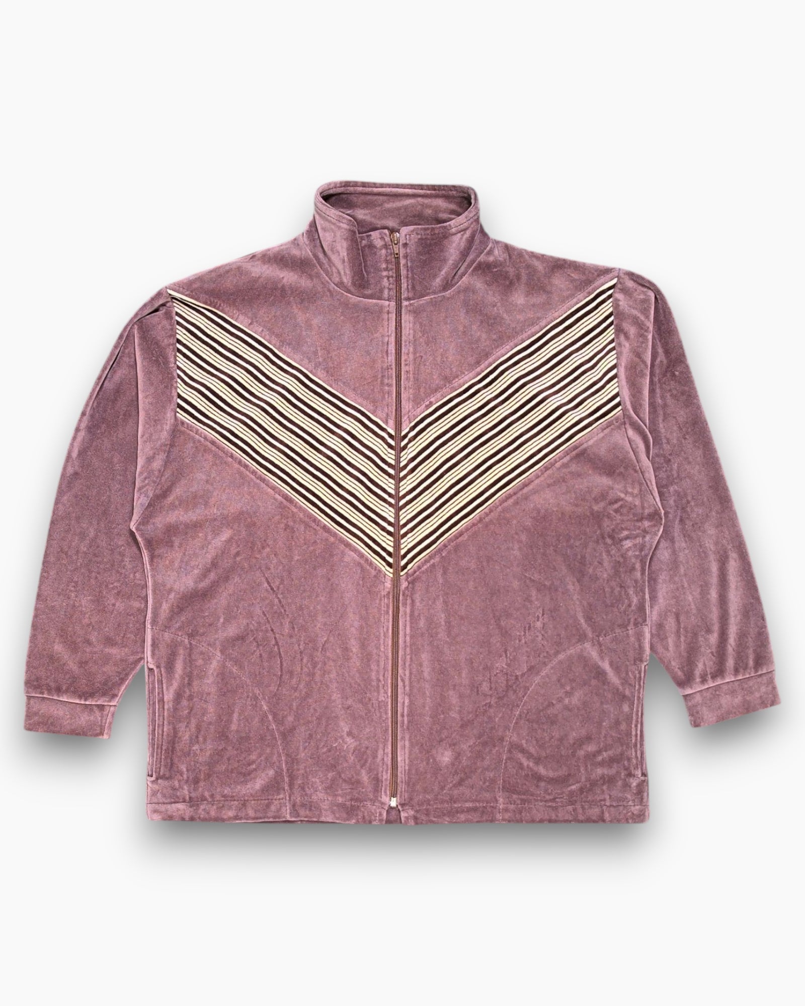 Front Vintage 90s/2000s Ryszard Kozak Zip-up Track Jacket – Pink Chevron Panel