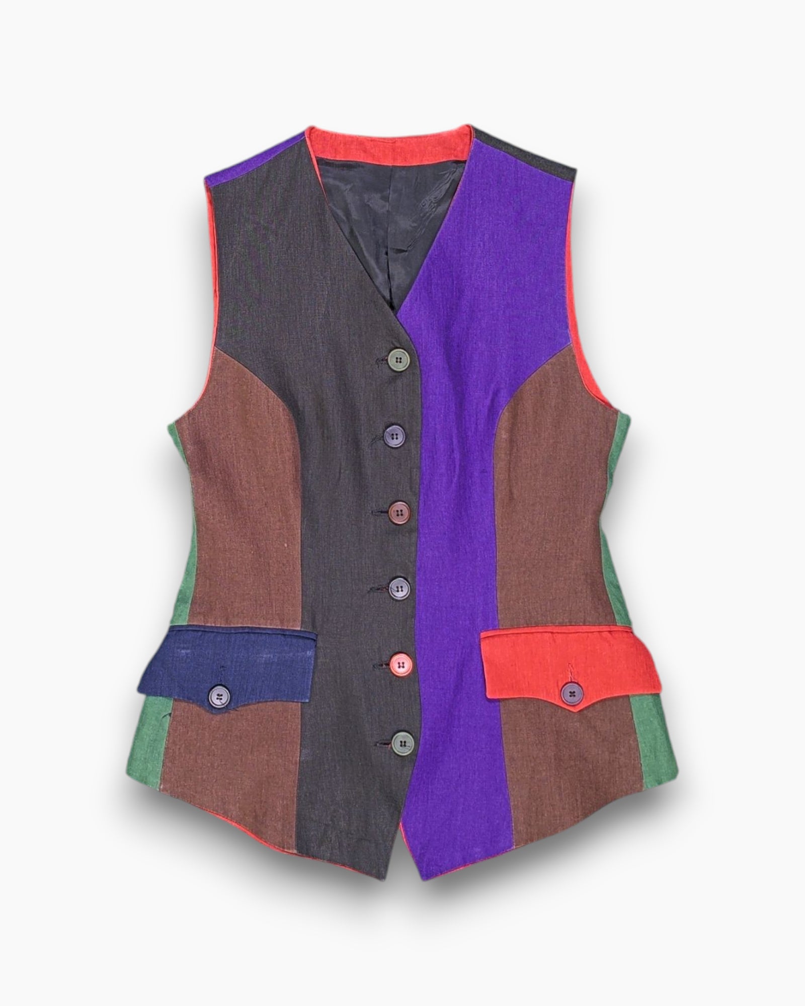 Front Vintage 80s/90s SANTHY'S Vest – Multicolor Colorblock