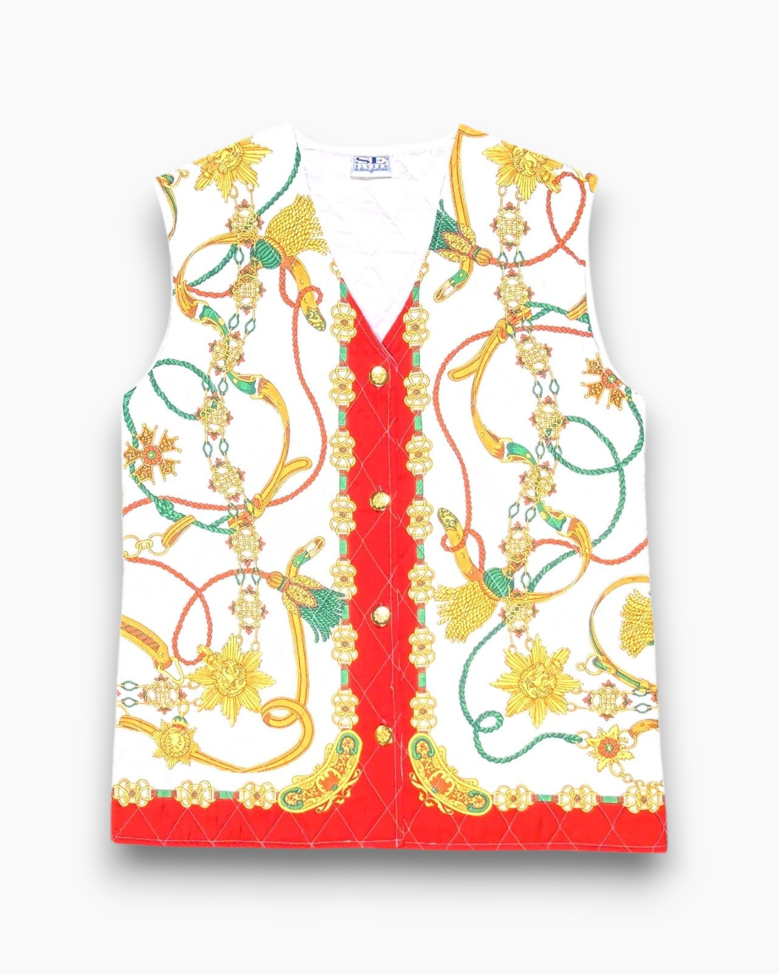 Front Vintage 80s/90s SE Blusen Quilted Vest – Multicolor Scarf Print