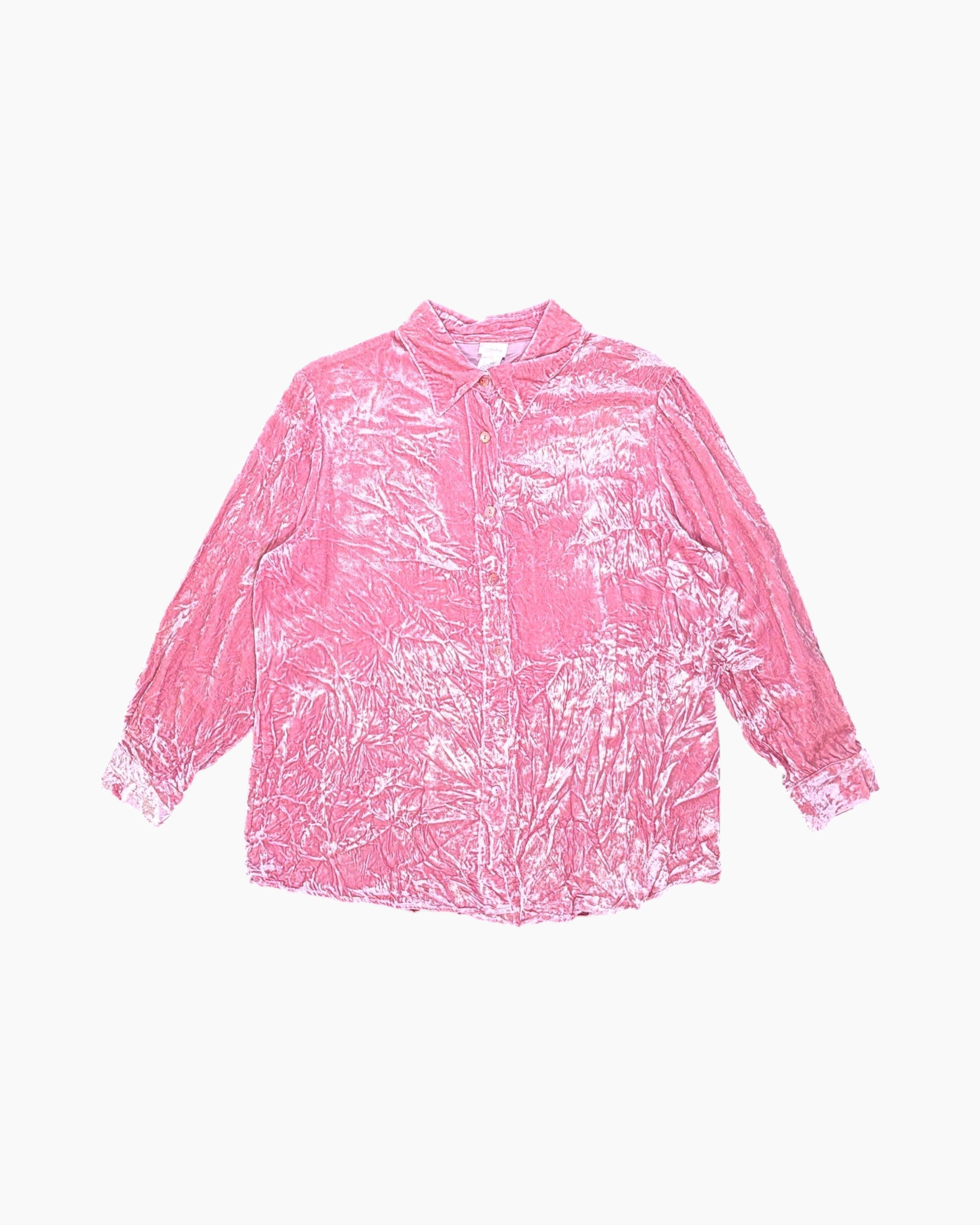 Front Pre-owned Soft Surroundings Button-Down Shirt – Pink Lined