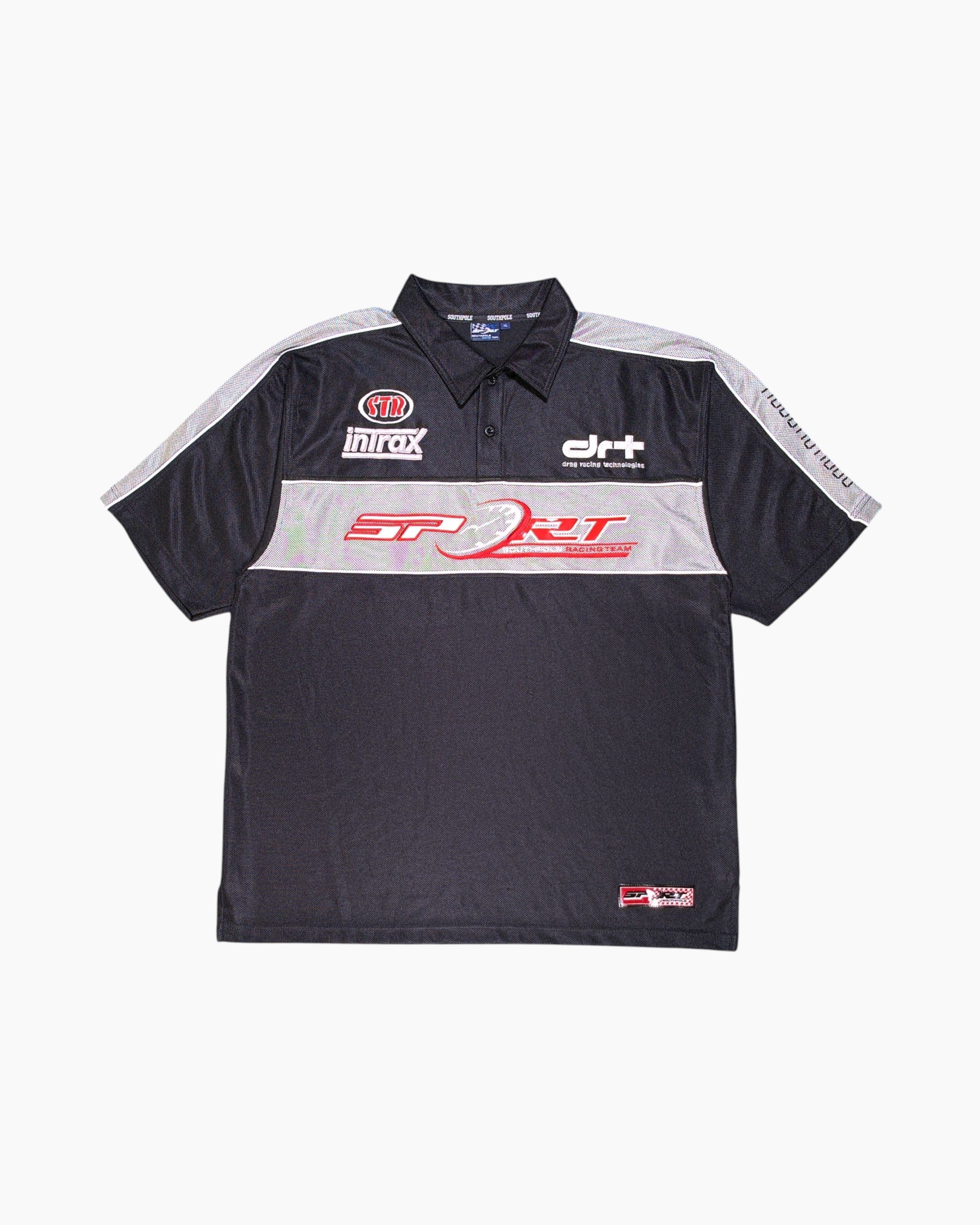 Front Vintage Y2K Southpole Racing Team Polo Shirt – Black Contrast Panels