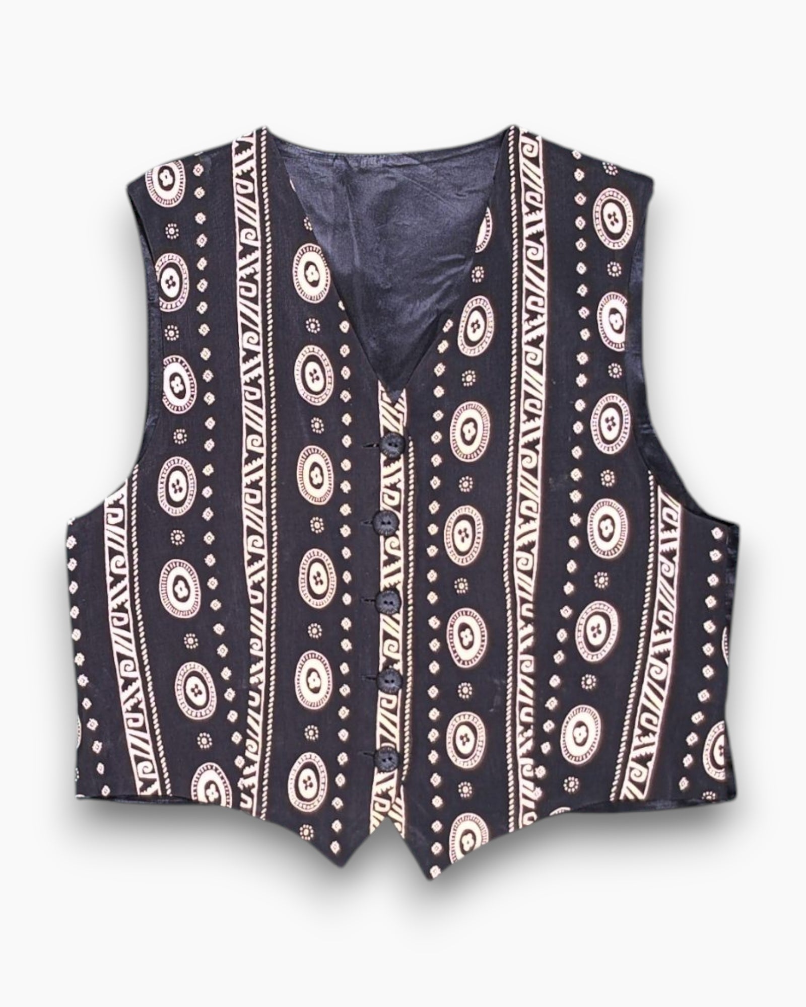 Front Vintage 90s St Michael Vest Top – Black Printed Front Panel