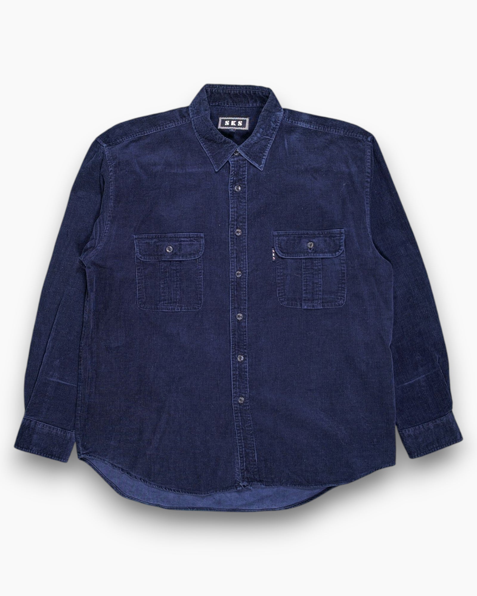 Front Vintage 90s/2000s SXS Button-Down Shirt – Navy Corduroy