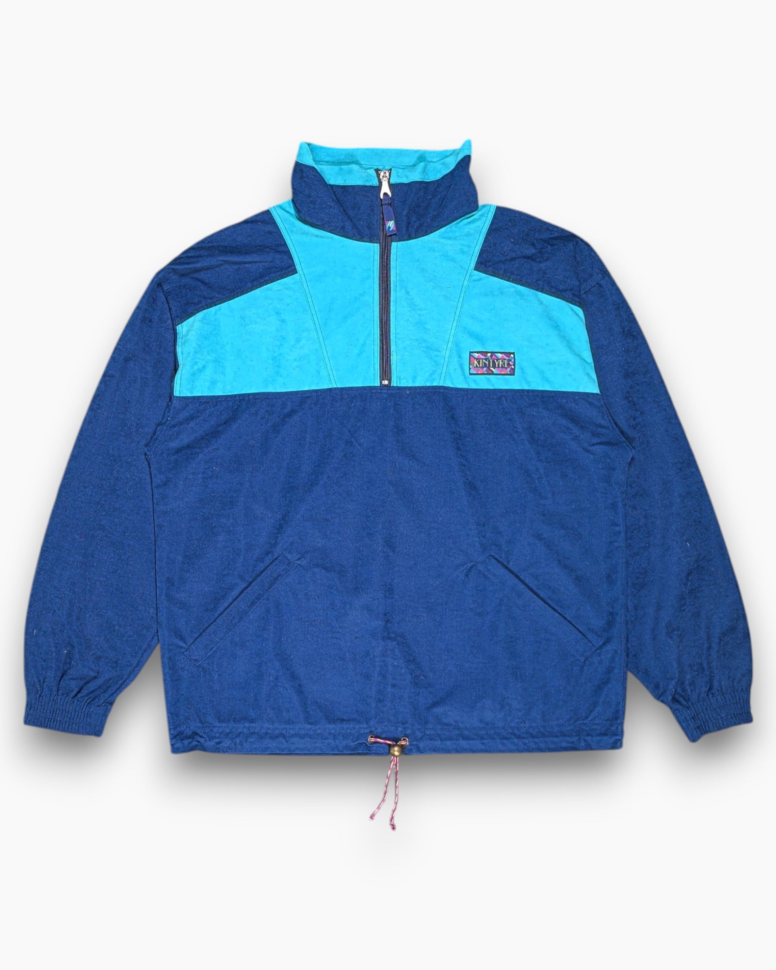 Front Vintage 80s/90s Terinda Pullover Jacket – Blue Teal-Navy Colorblock