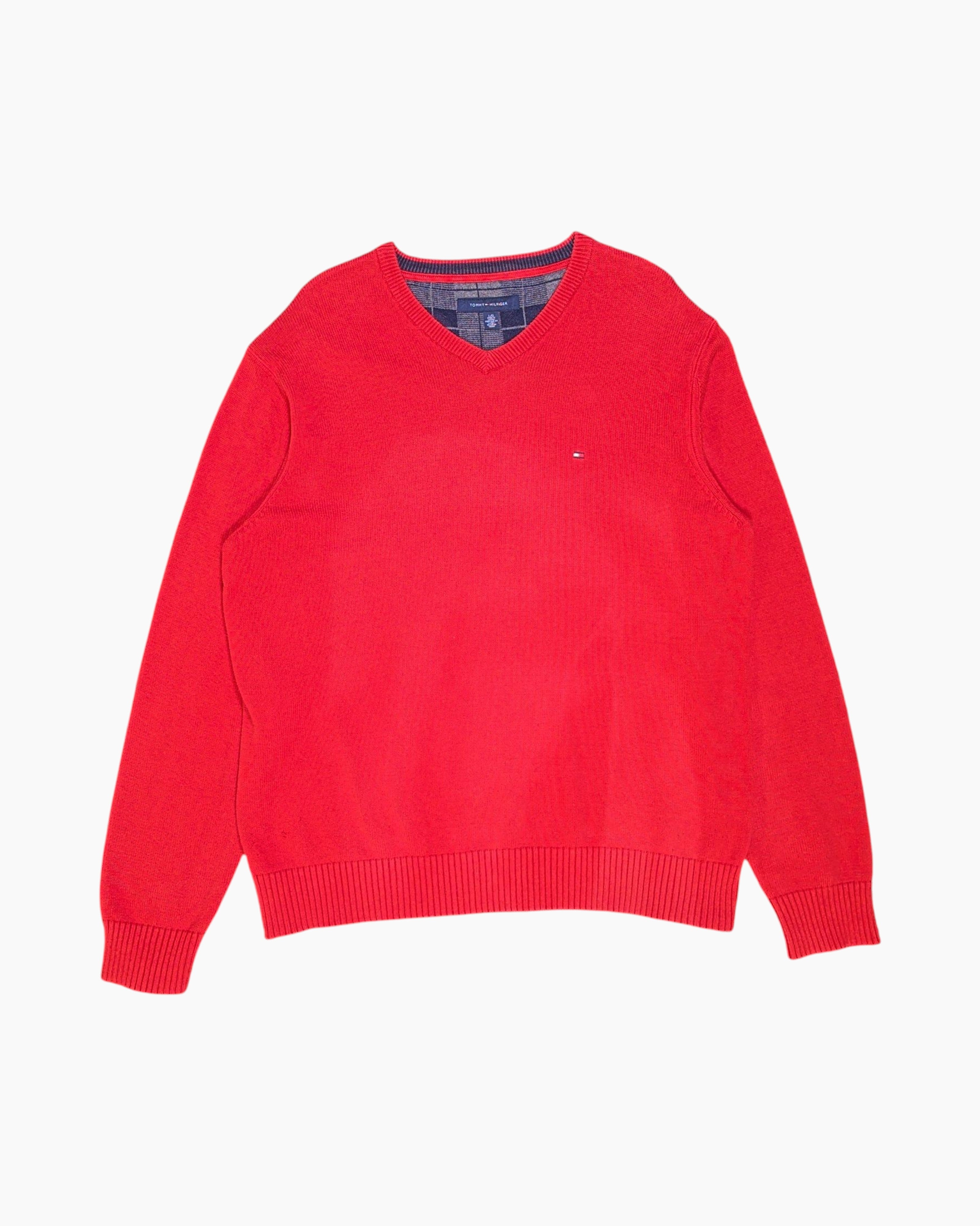 Front Pre-owned TOMMY HILFIGER Pullover Sweater – Red Crewneck