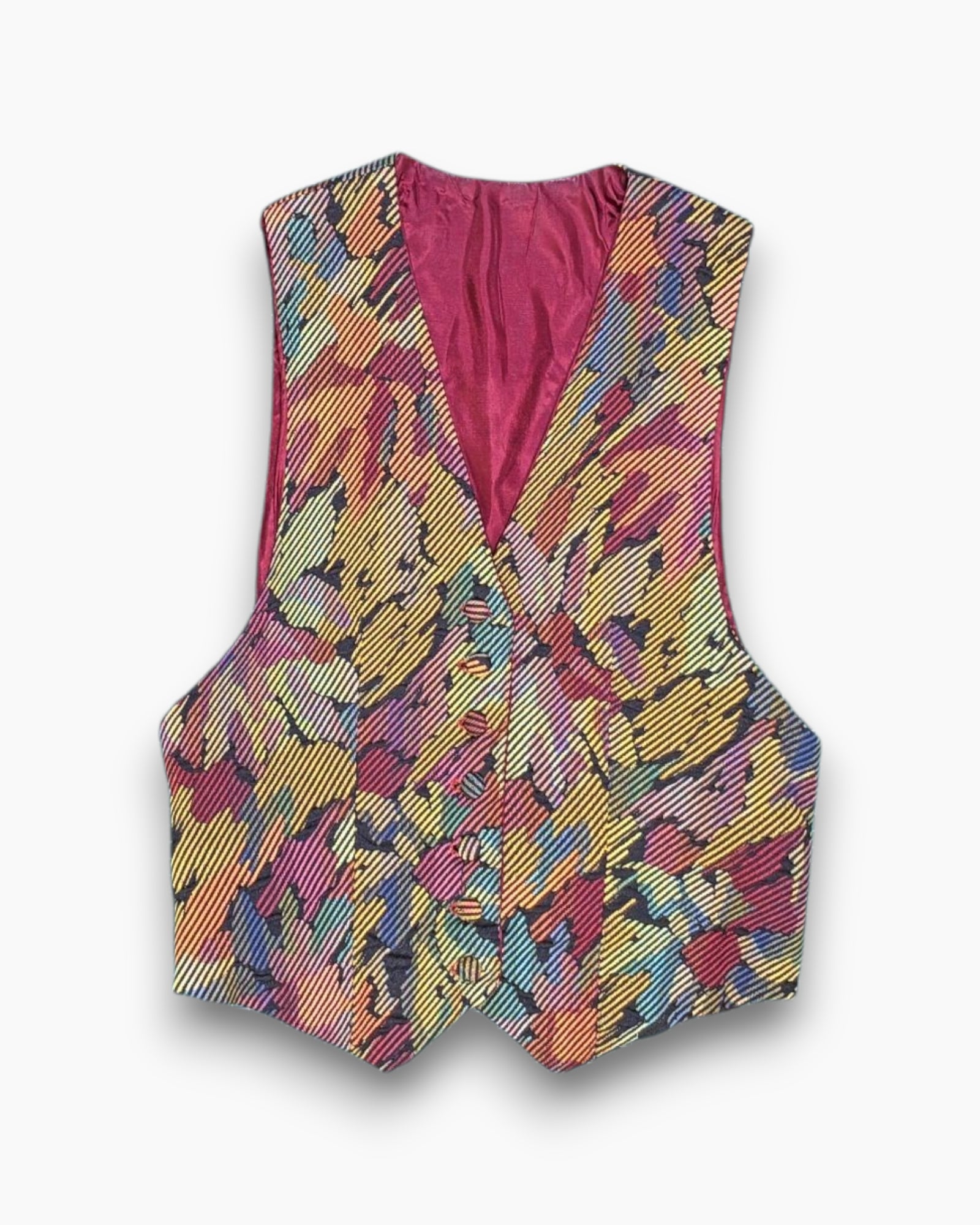 Front Vintage 80s/90s One-piece Swimsuit – Multicolor Abstract Ruched Front