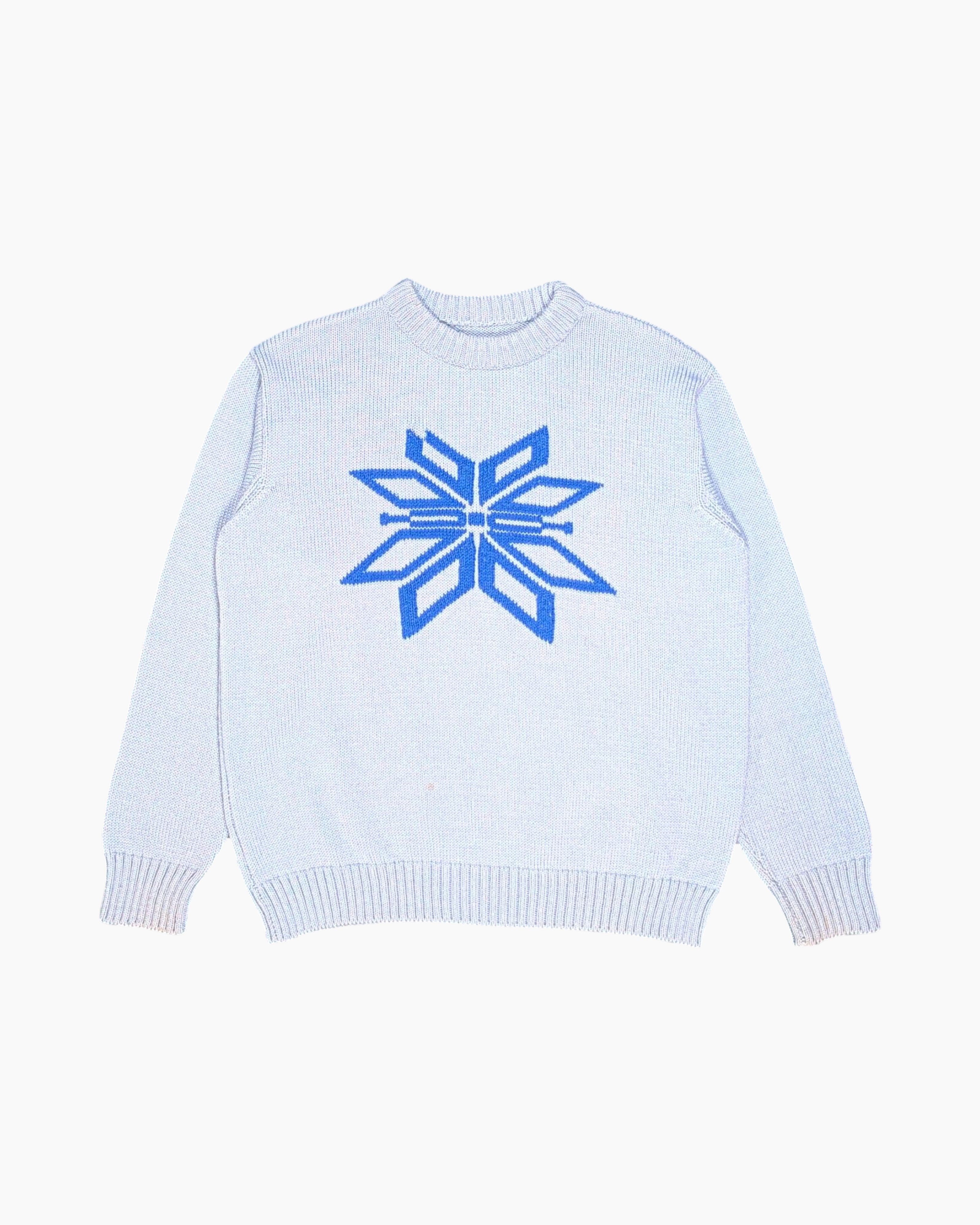 Front Pre-owned Unknown Pullover Sweater – Blue Snowflake Intarsia