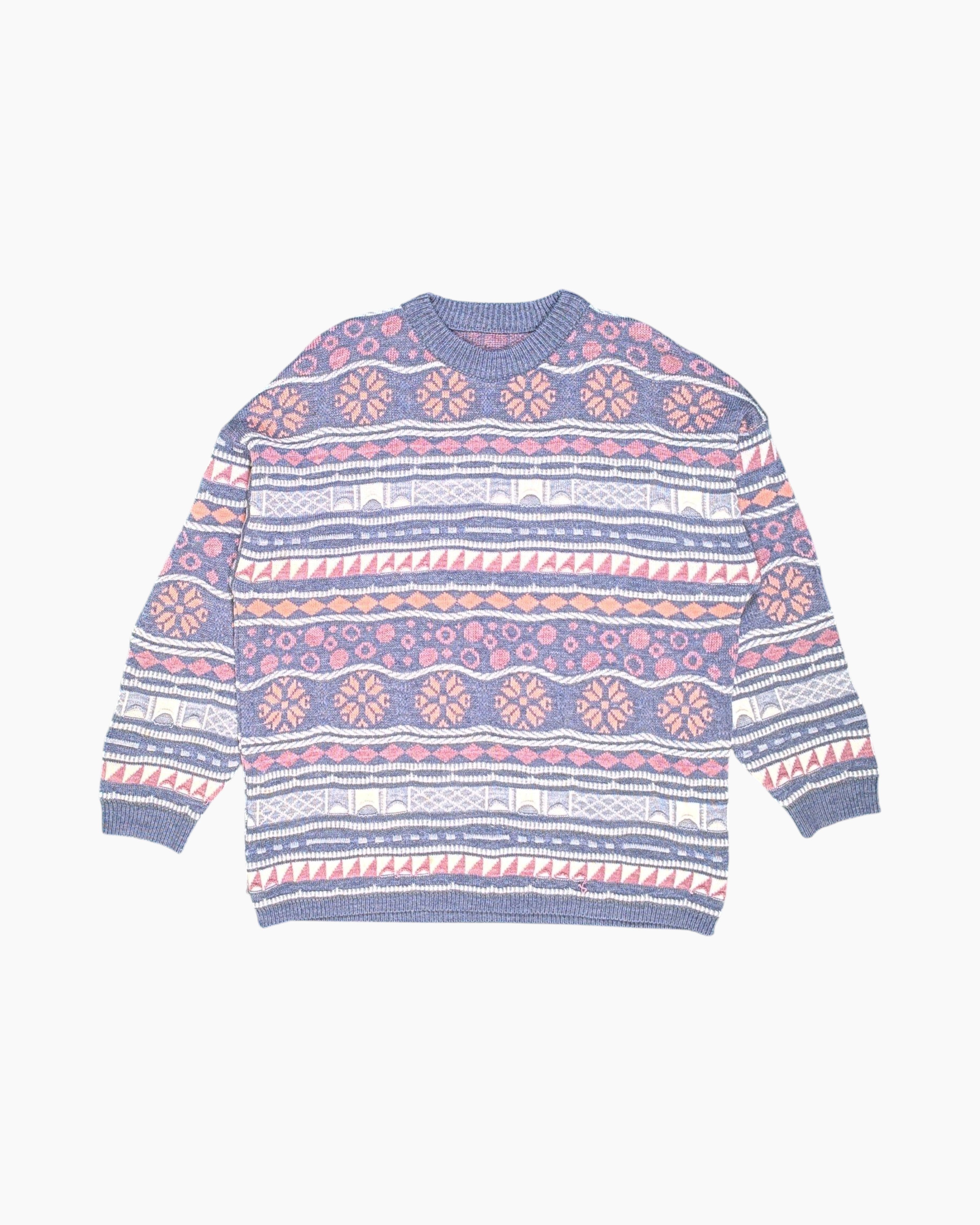 Front Vintage 80s/90s Unknown Pullover Sweater – Multicolor Jacquard