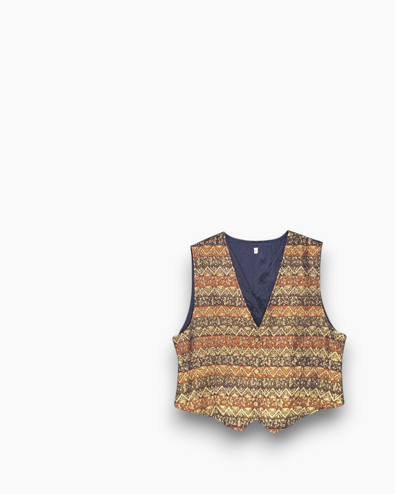 Front Vintage 80s/90s Unknown Sleeveless Top – Multicolor Lurex Brocade