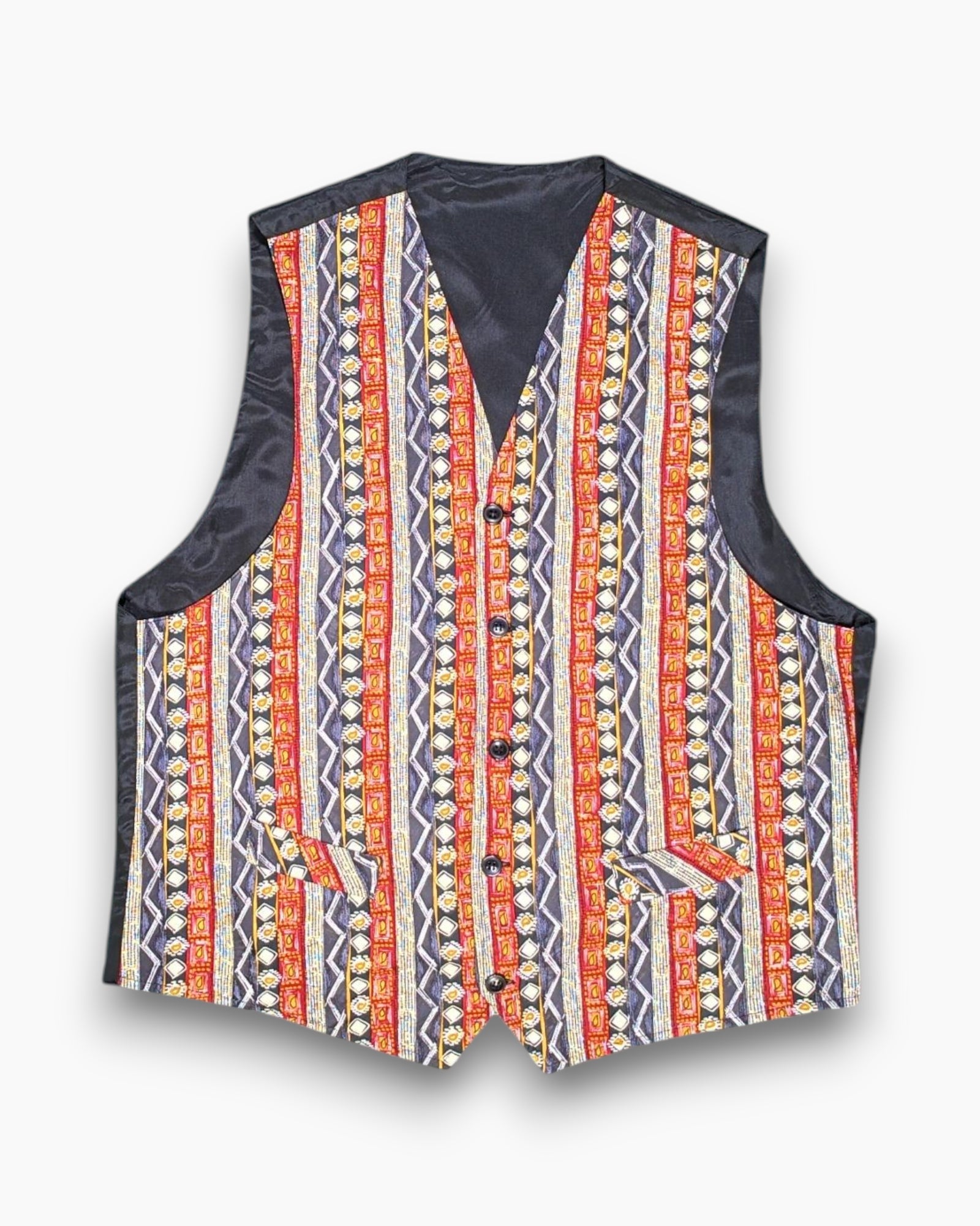 Front Vintage 80s/90s Unknown Vest – Multicolor Geometric Stripe