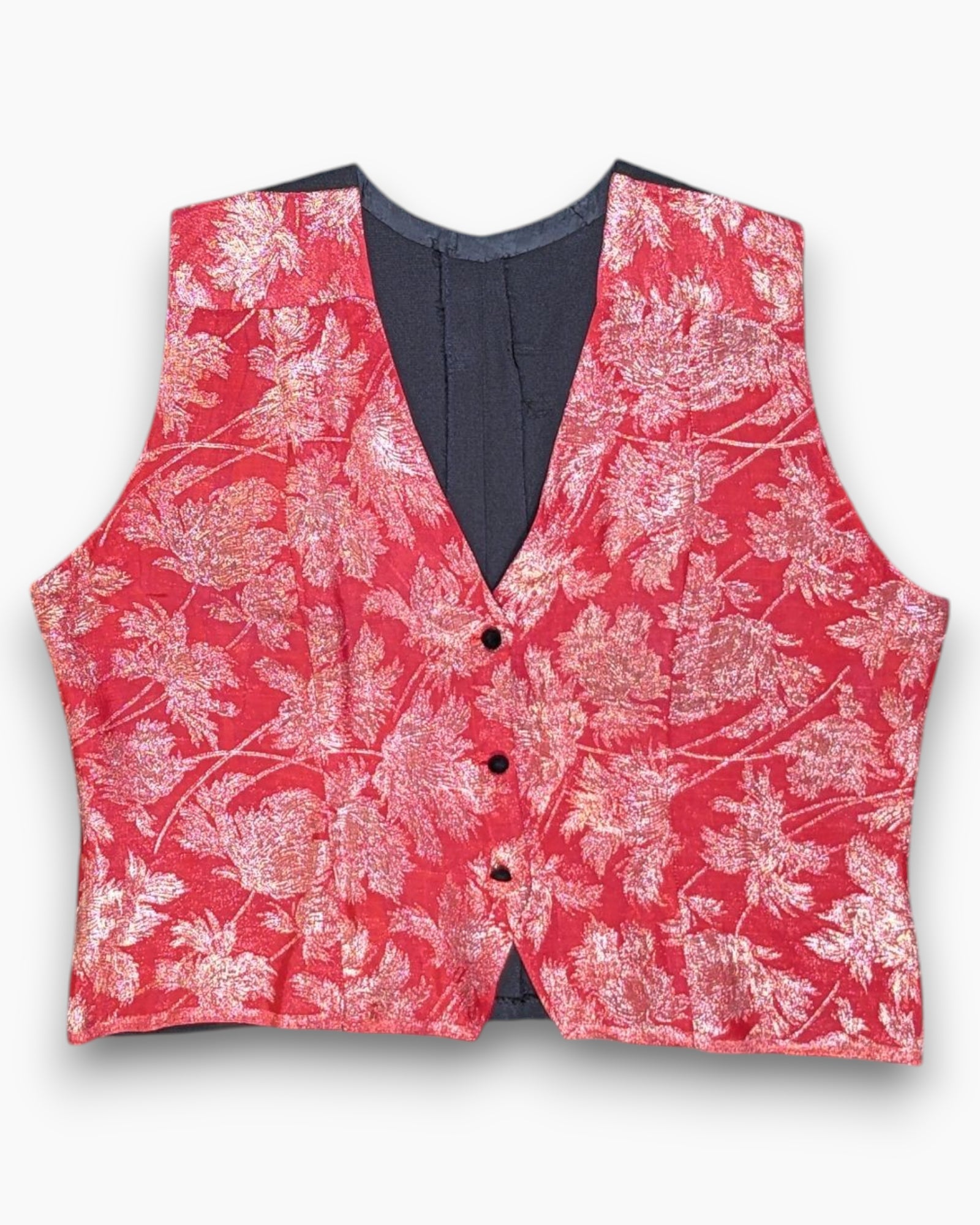 Front Pre-owned Unknown Vest – Red Cropped Corset-Style