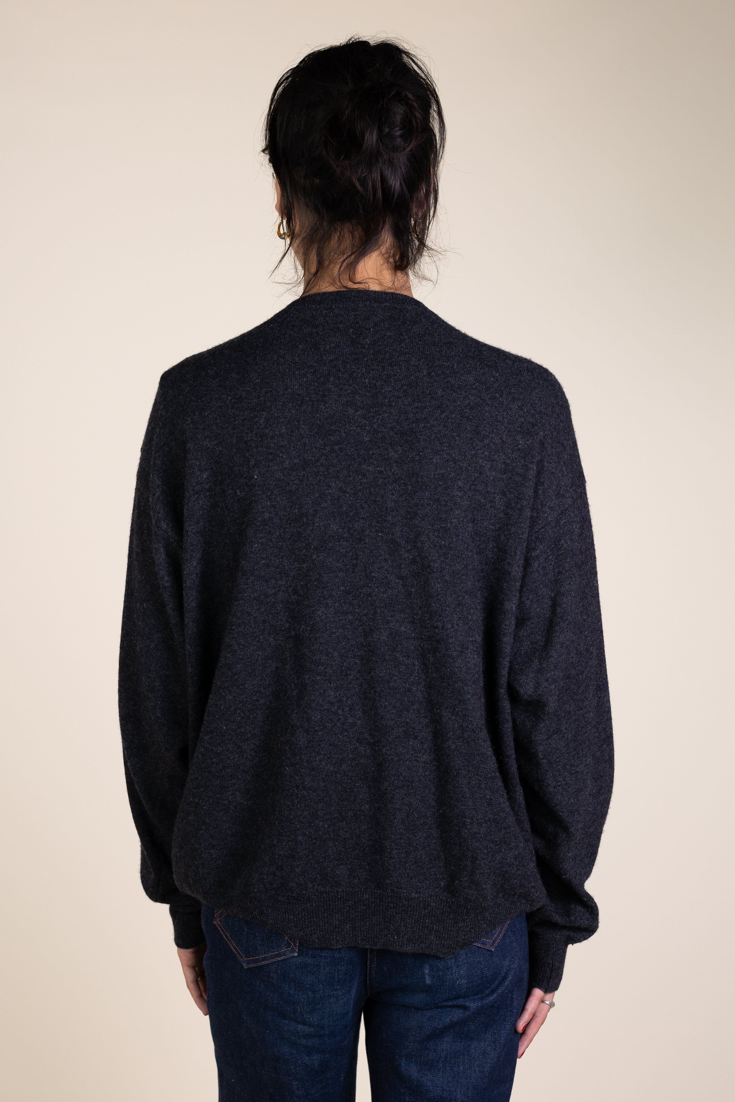 Navy V-Neck Knitted Jumper