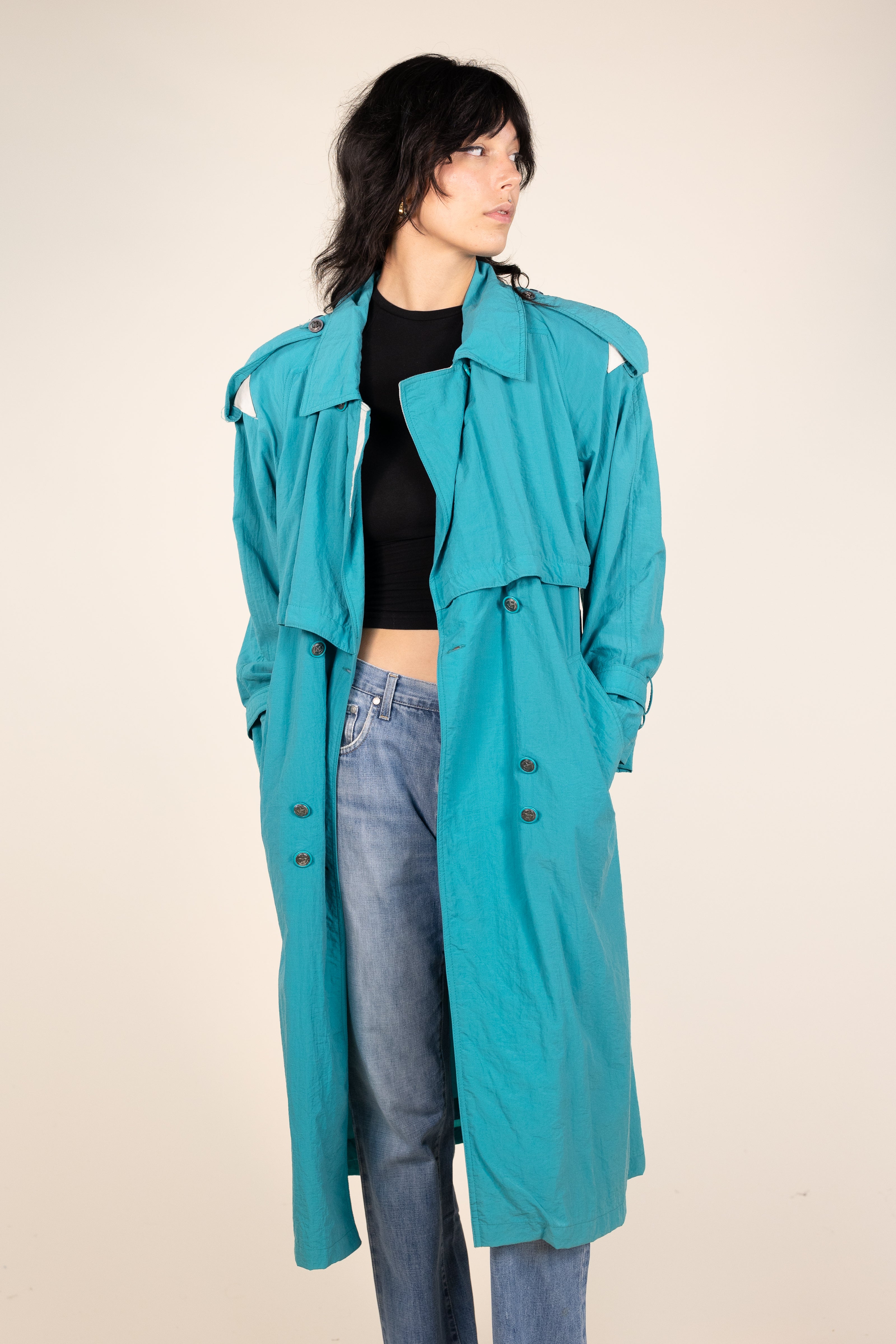 Vintage 80s Blue Trenchcoat