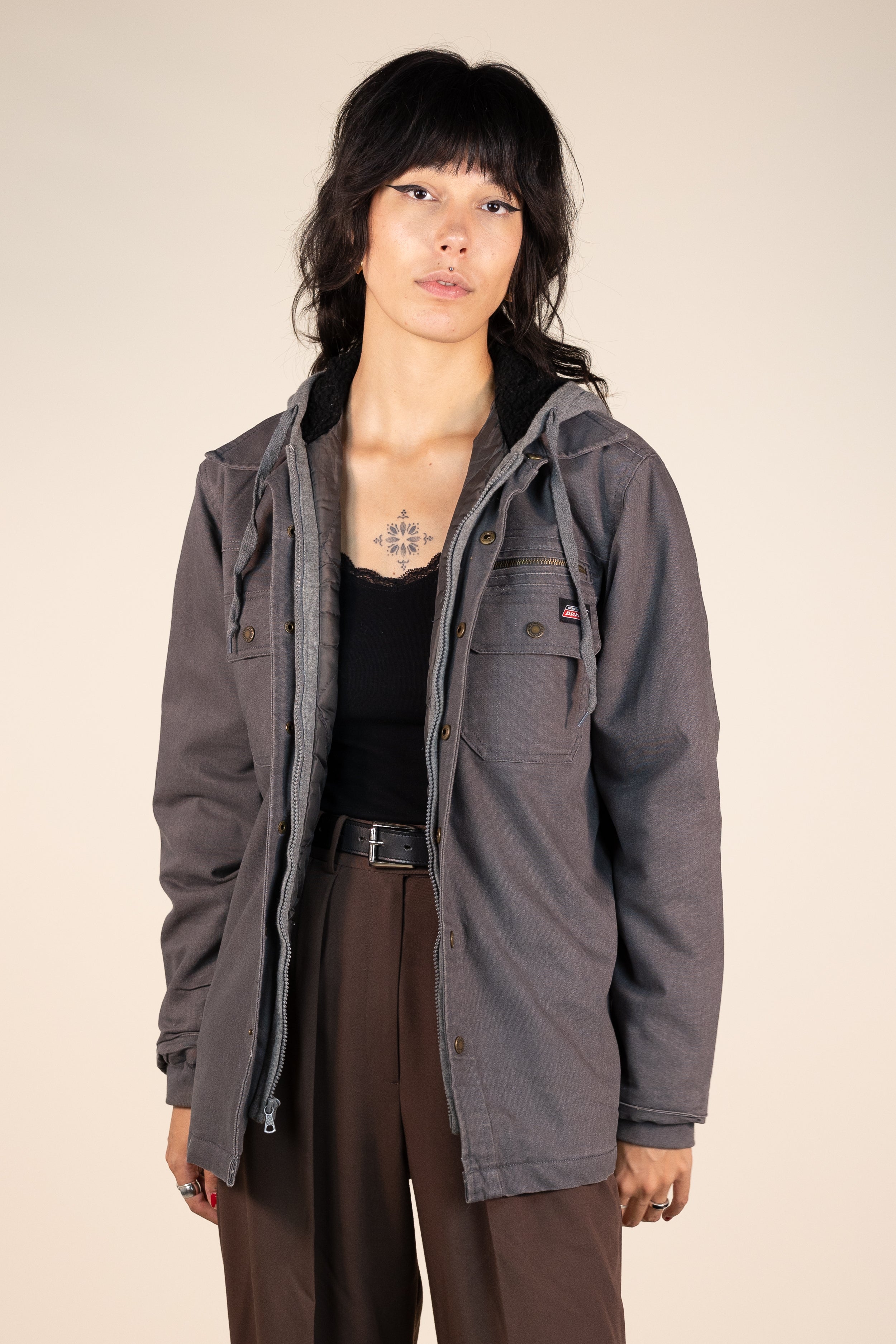 Dickies Grey Hooded Workwear Jacket