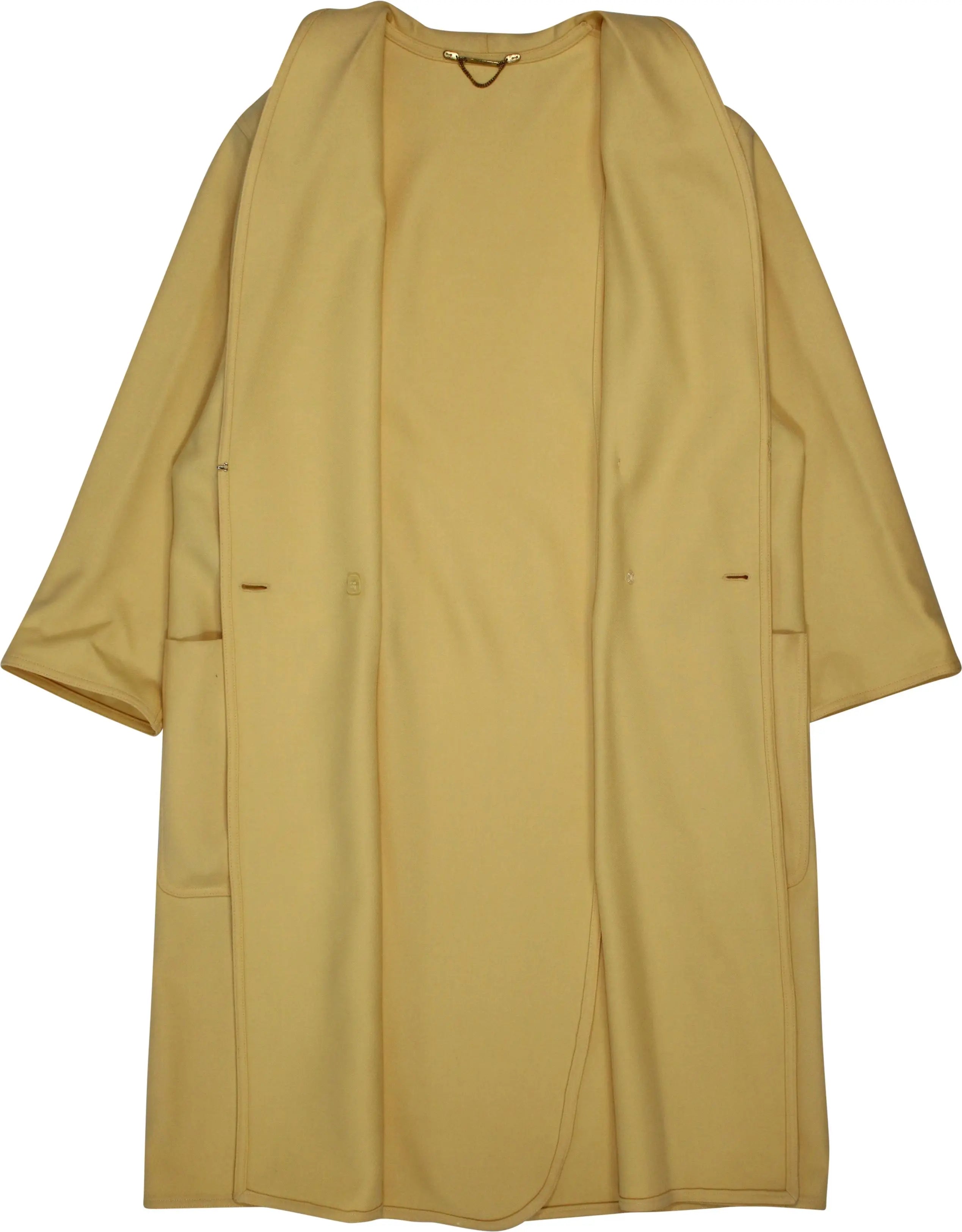Unknown - 80s/90s Long Oversized Yellow Wool Coat- ThriftTale.com - Vintage and second handclothing