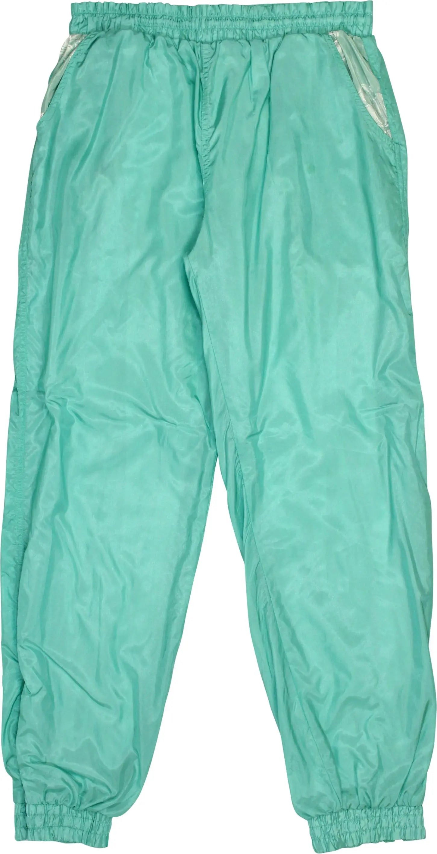 Fong Leng - 80/90s Turquoise Track Pants- ThriftTale.com - Vintage and second handclothing