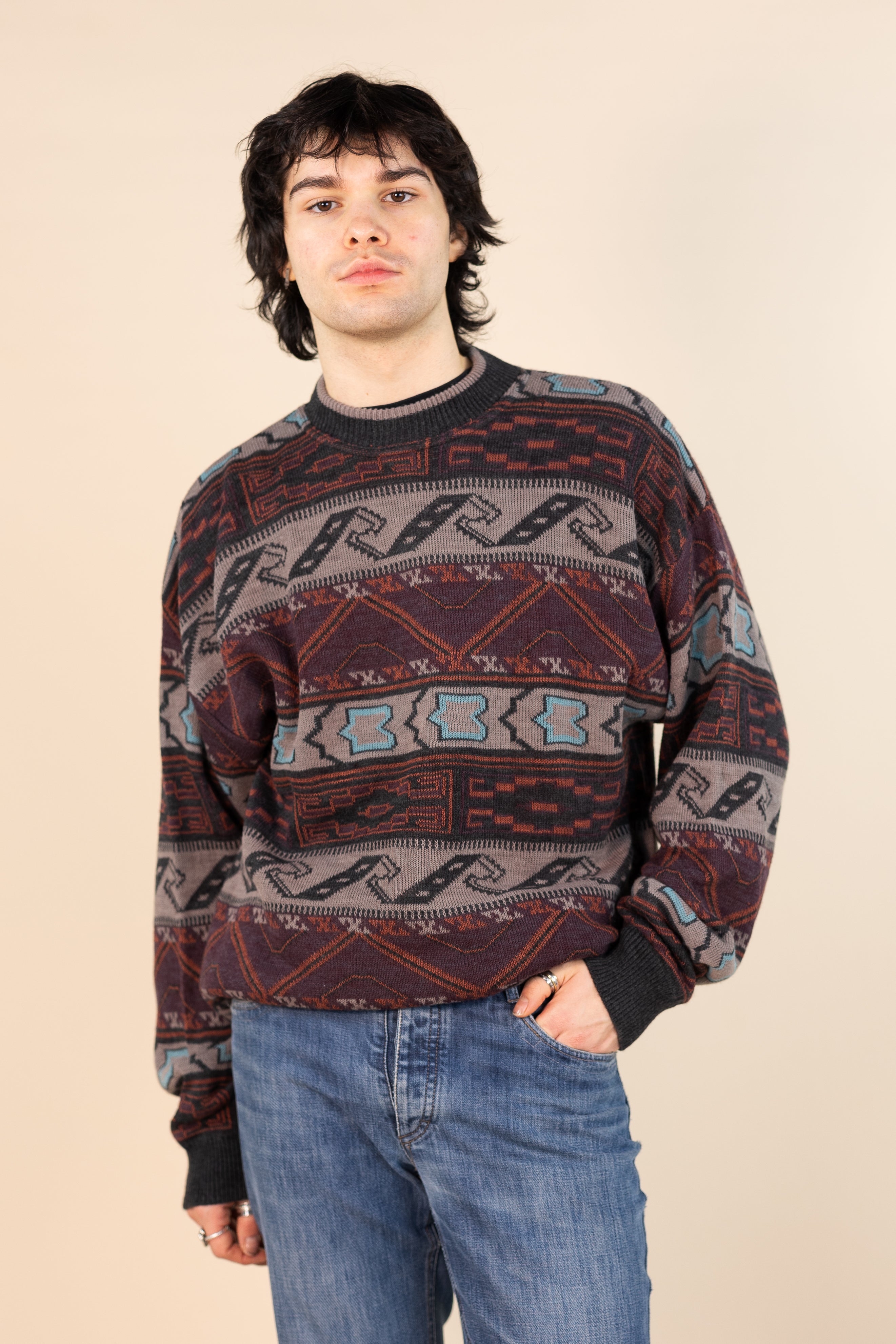 KS-QON BENG Vintage 80-90s Memphis Style Men's Sweatshirts Crewneck  Pullover Casual Sweater : : Clothing, Shoes & Accessories