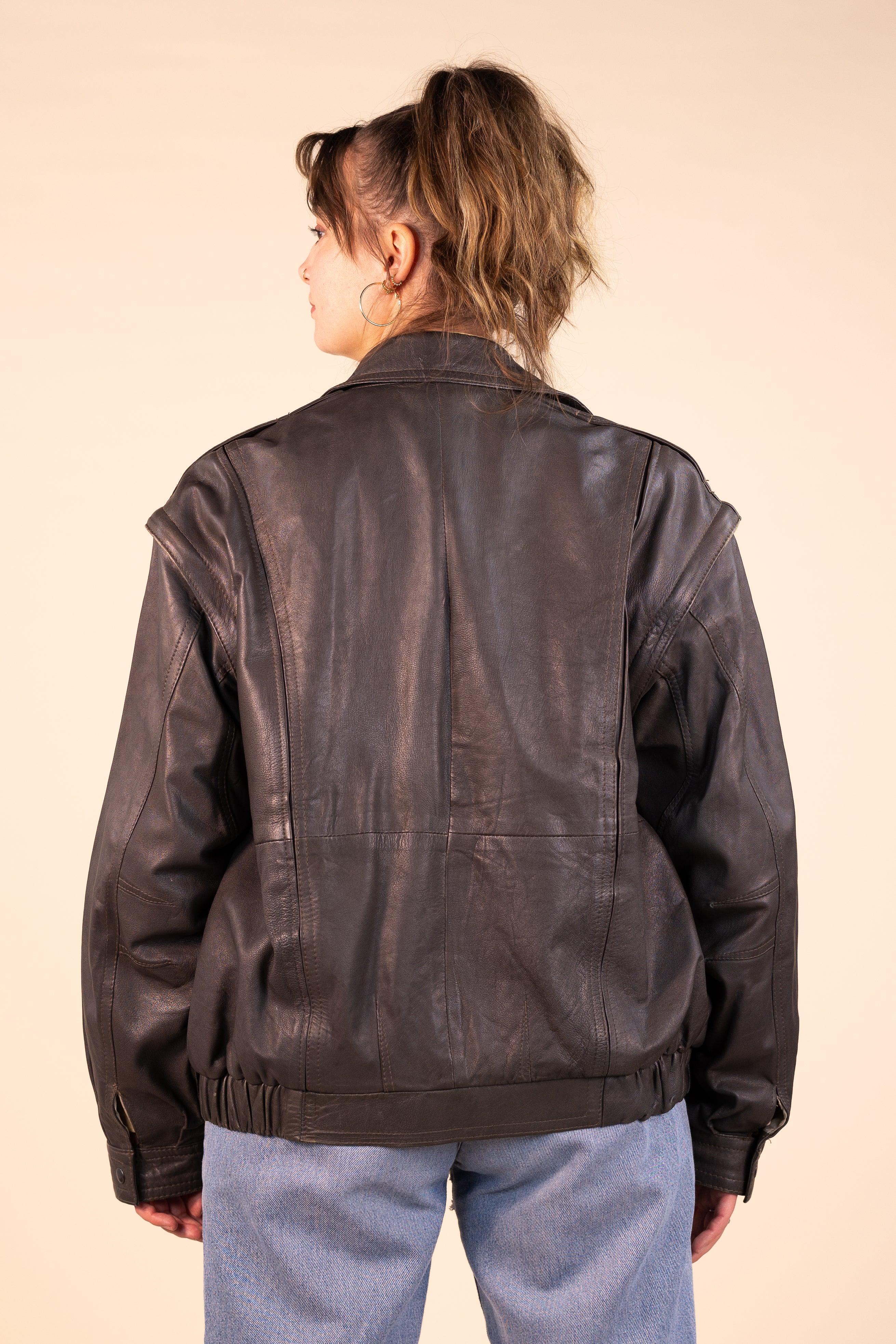 90s Leather Jacket with Removable Sleeves