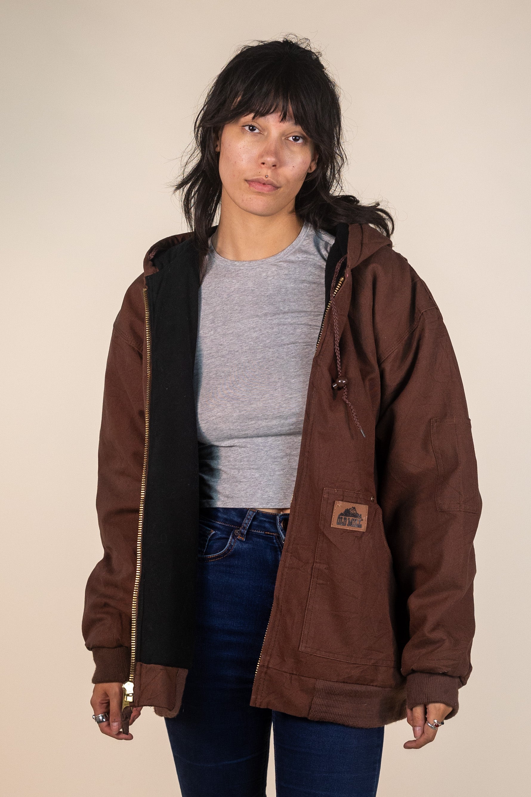 Old Mill Brown Hooded Workwear Jacket