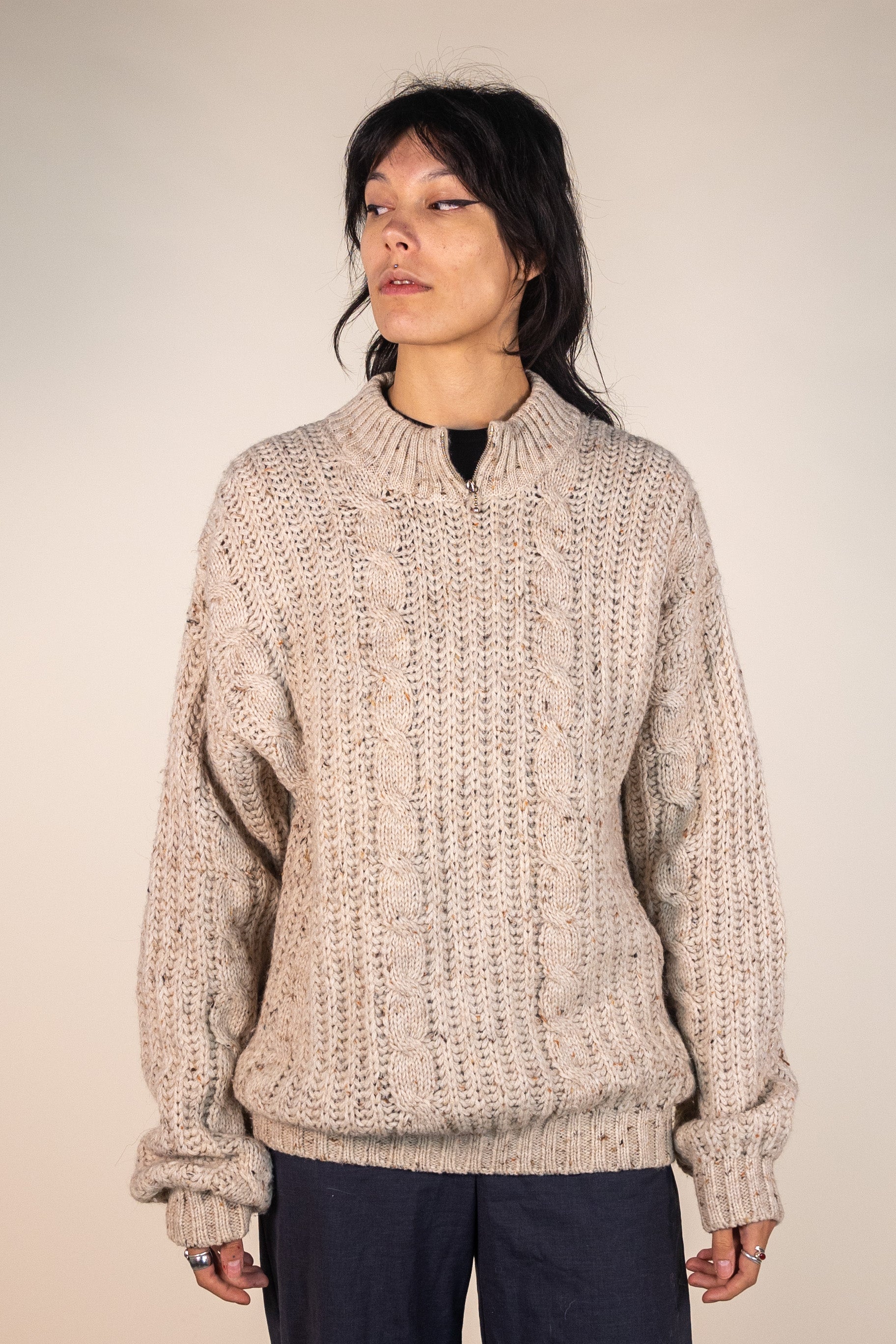 Cable Knit Zip Up