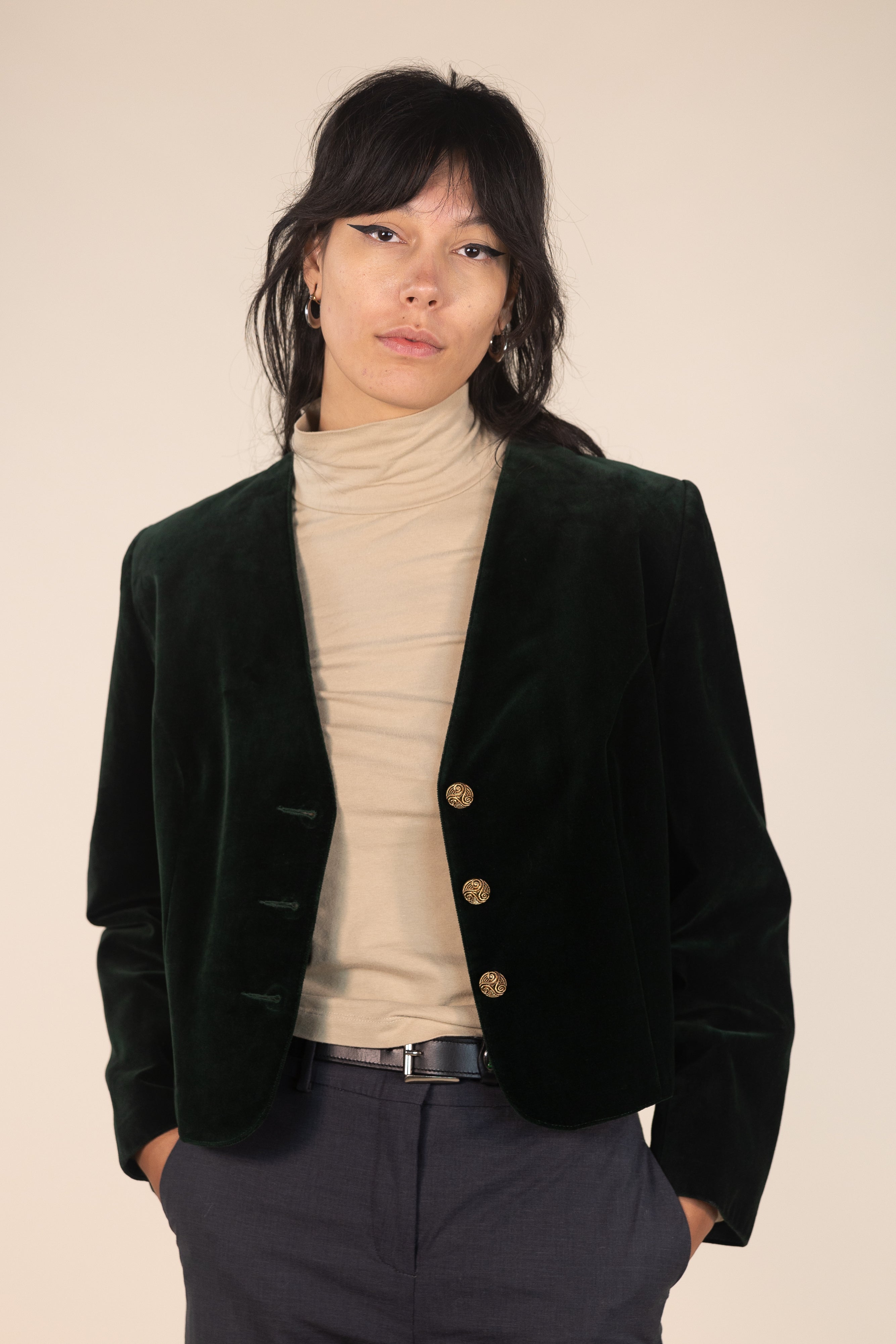 Green Velvet Blazer