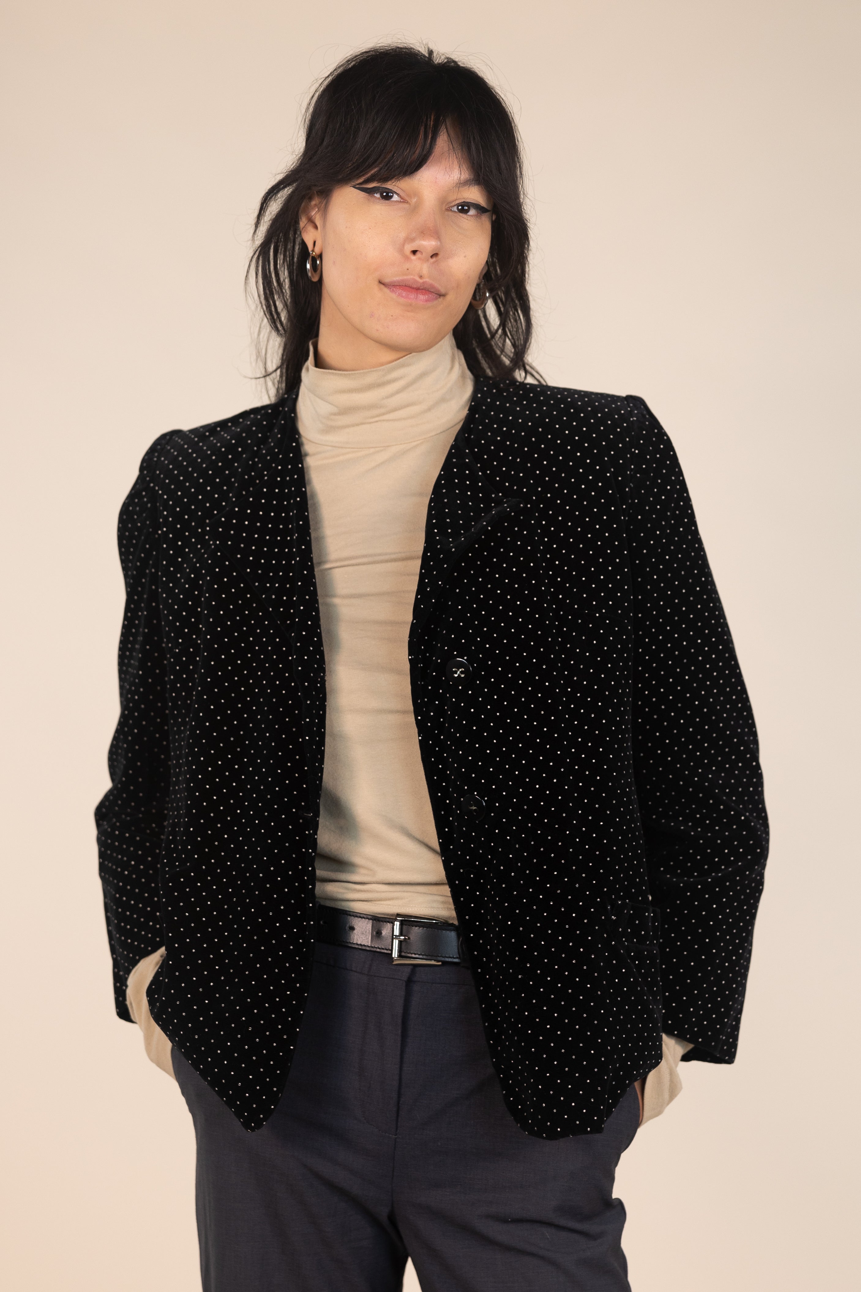 Polkadot Velvet Blazer