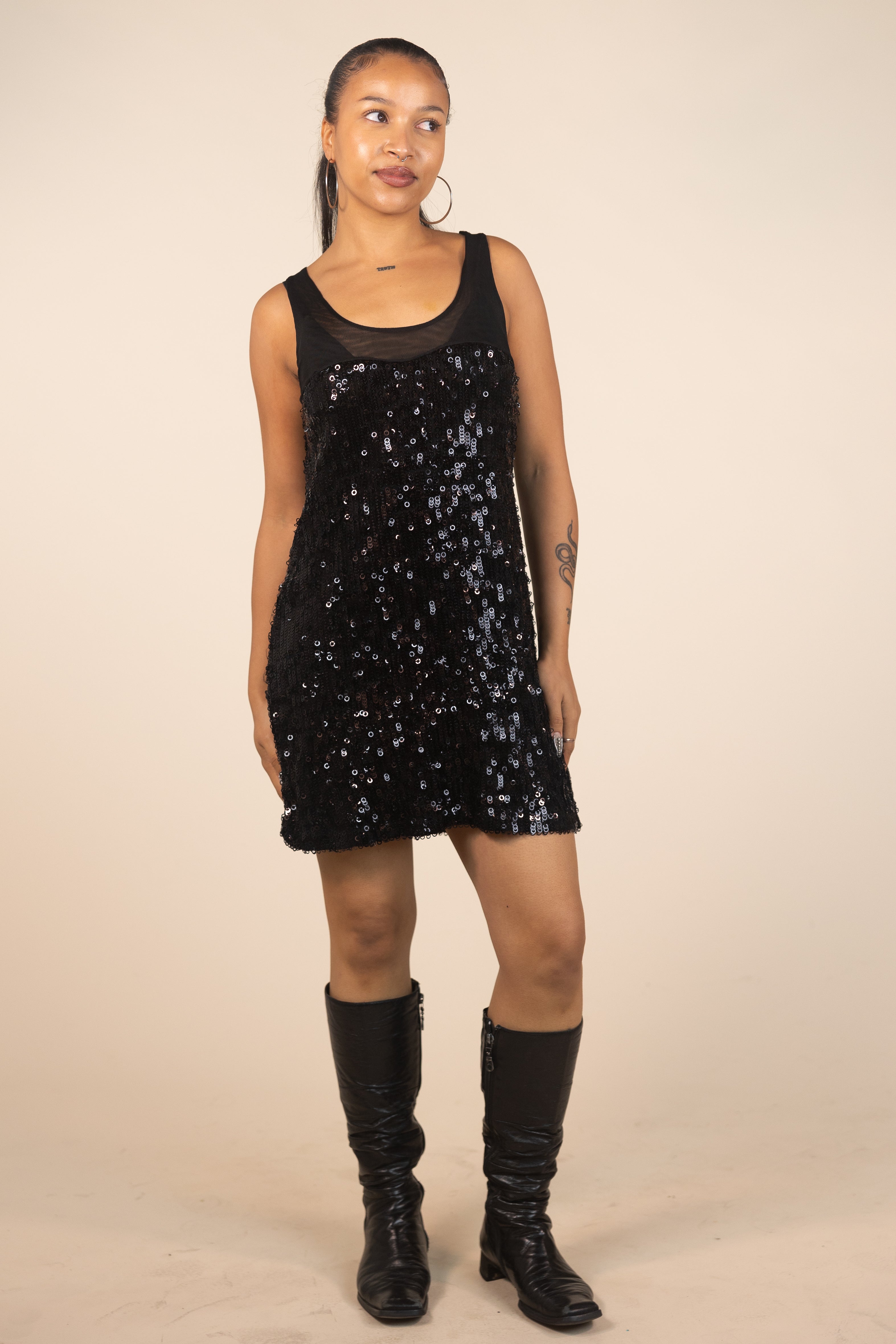 Sequin Dress With Mesh Top