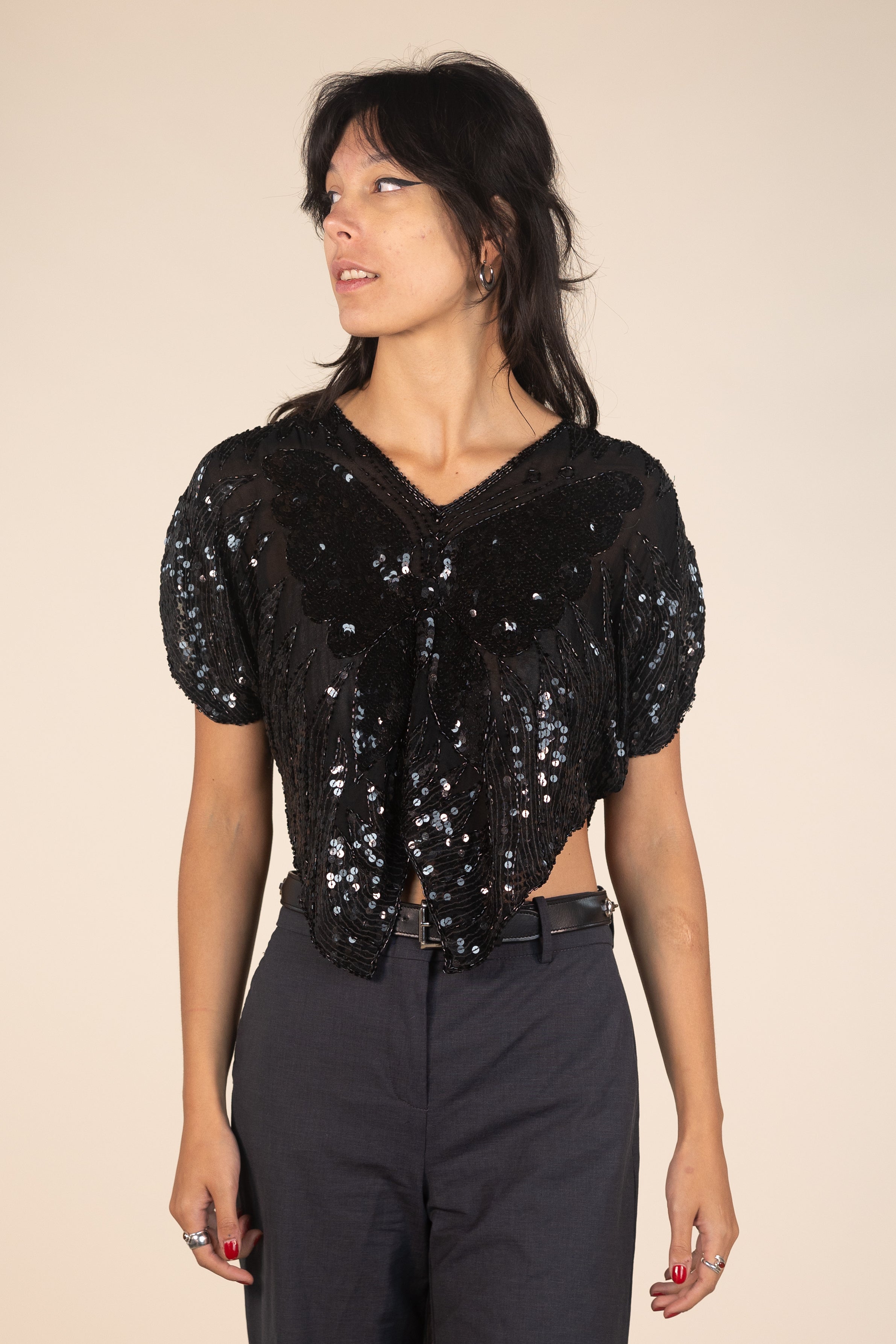 80s Sequin Butterfly Top ThriftTale
