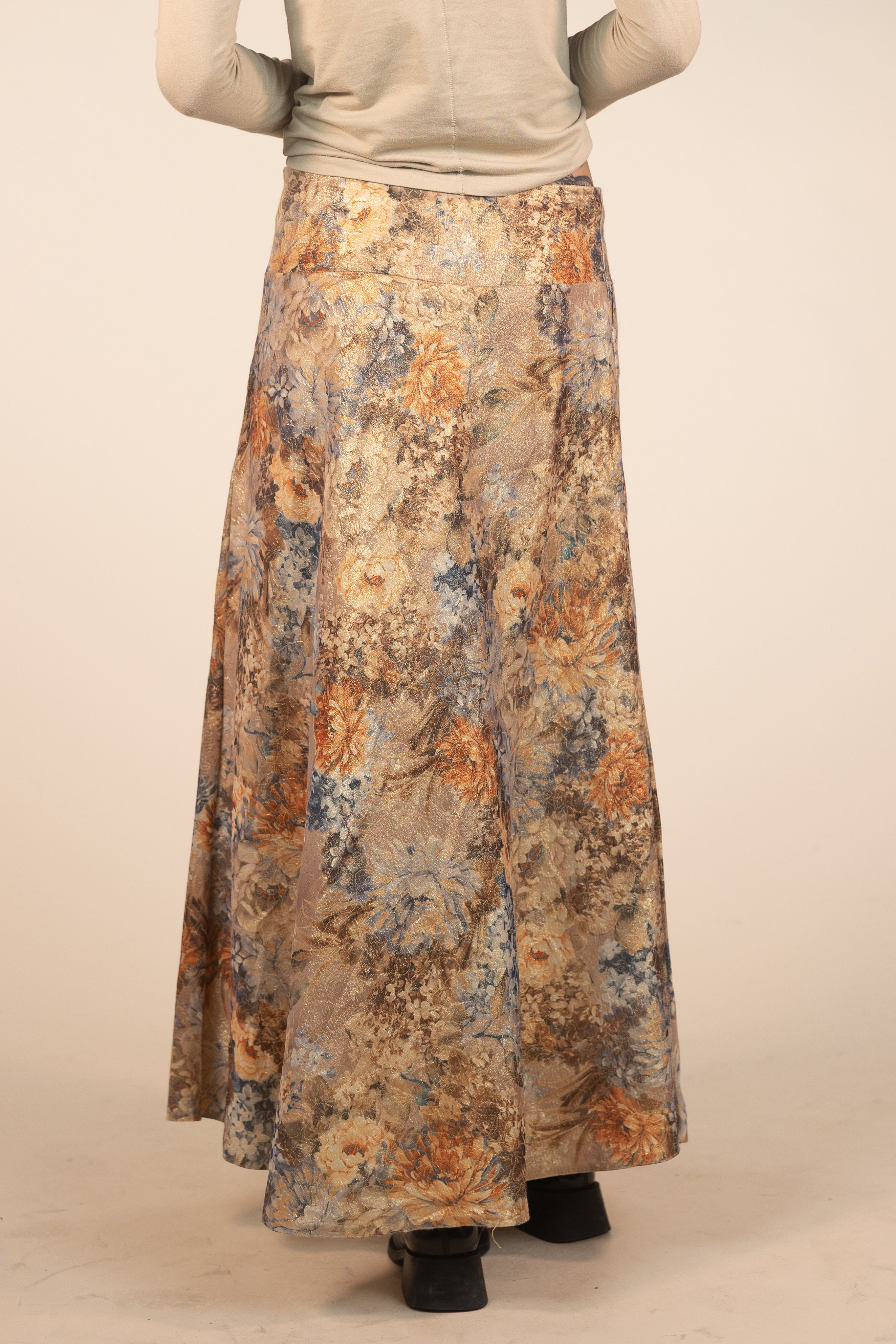 Glittery Floral Maxi Skirt