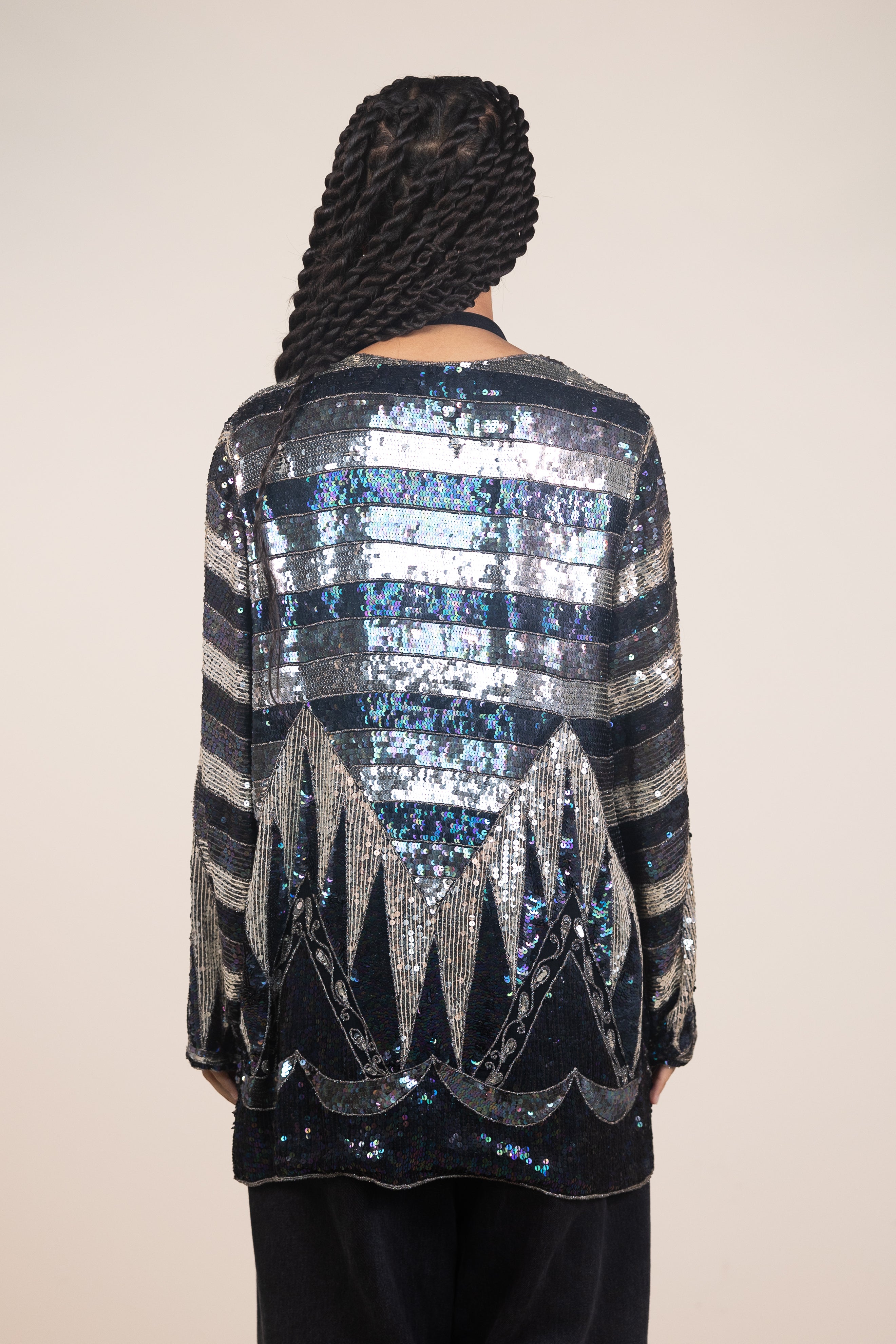 80s Sequin Draped Cardigan