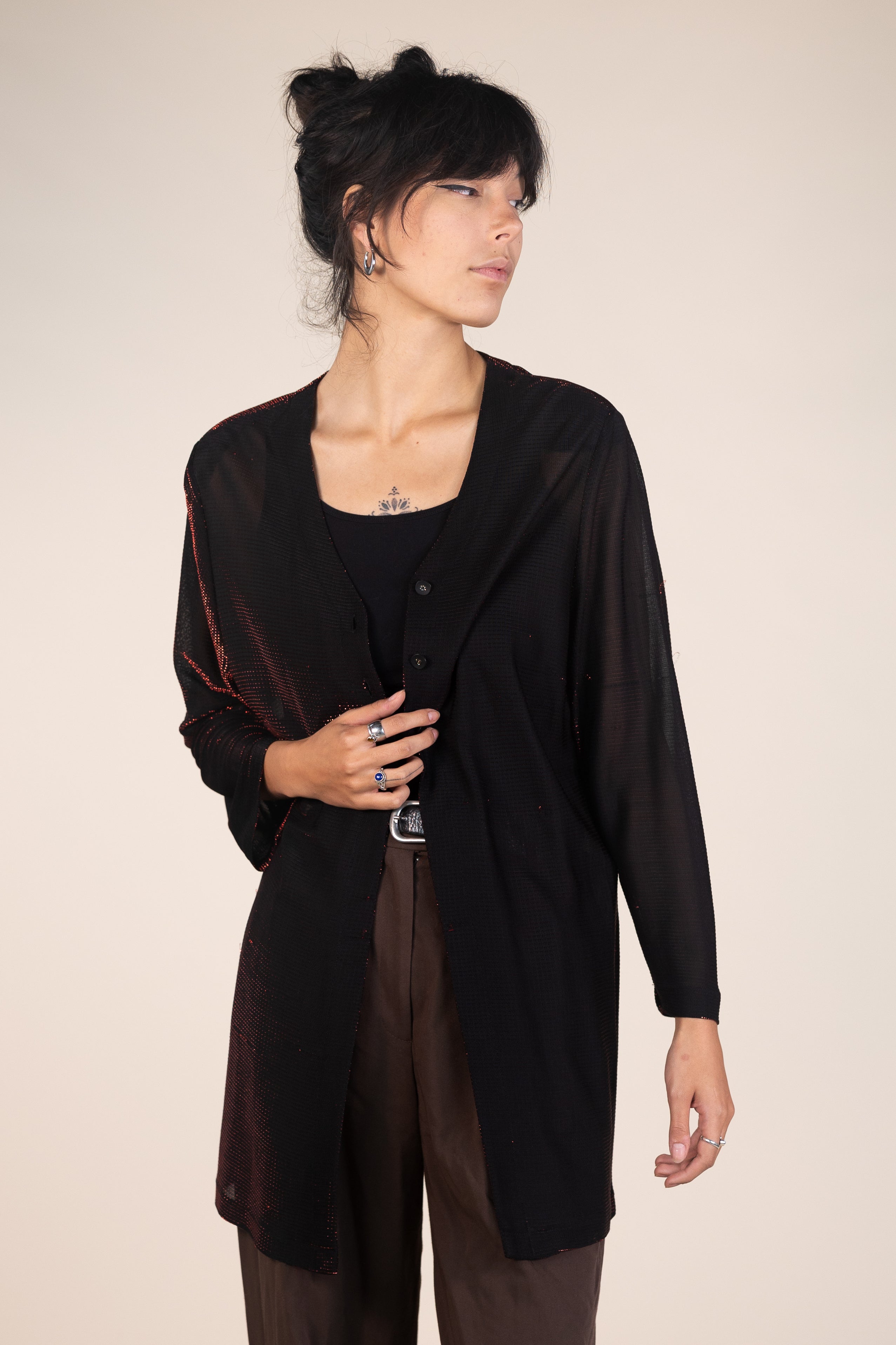 Glitter Draped Cardigan