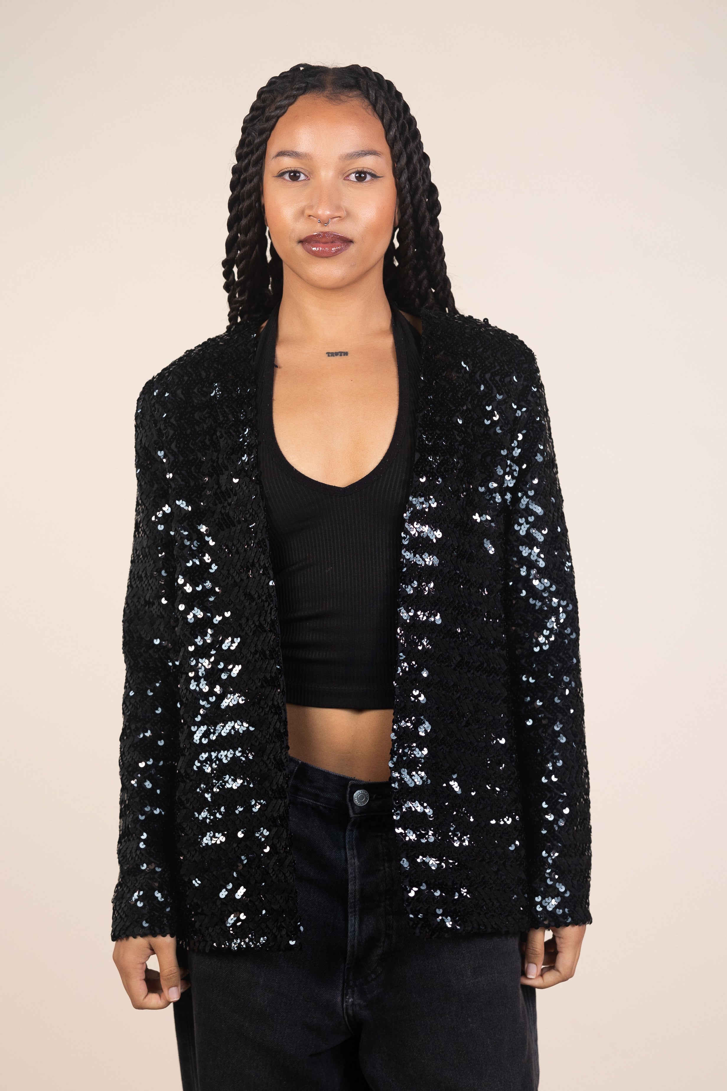 80s Sequin Draped Cardigan