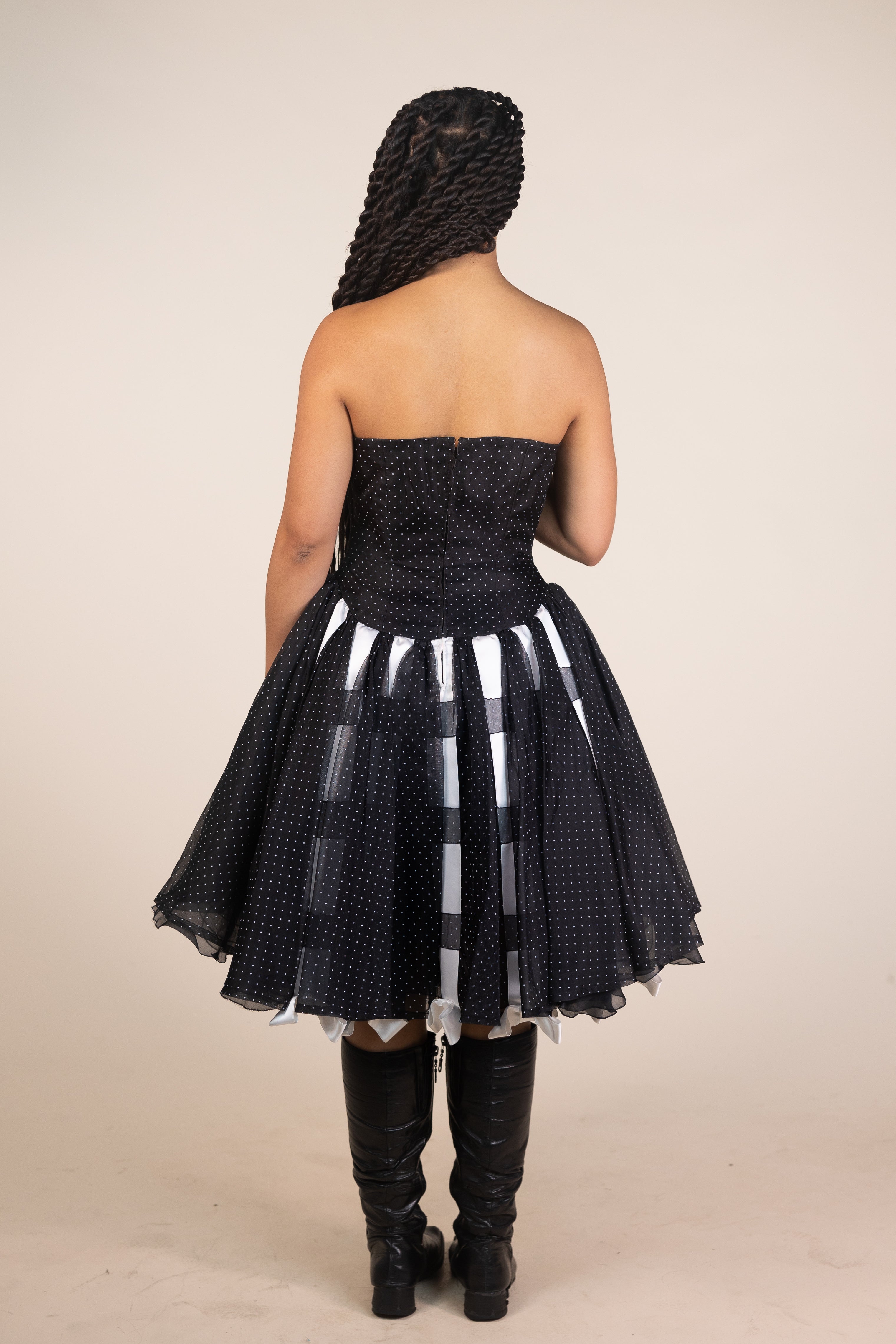 80s Strapless Polkadot Dress