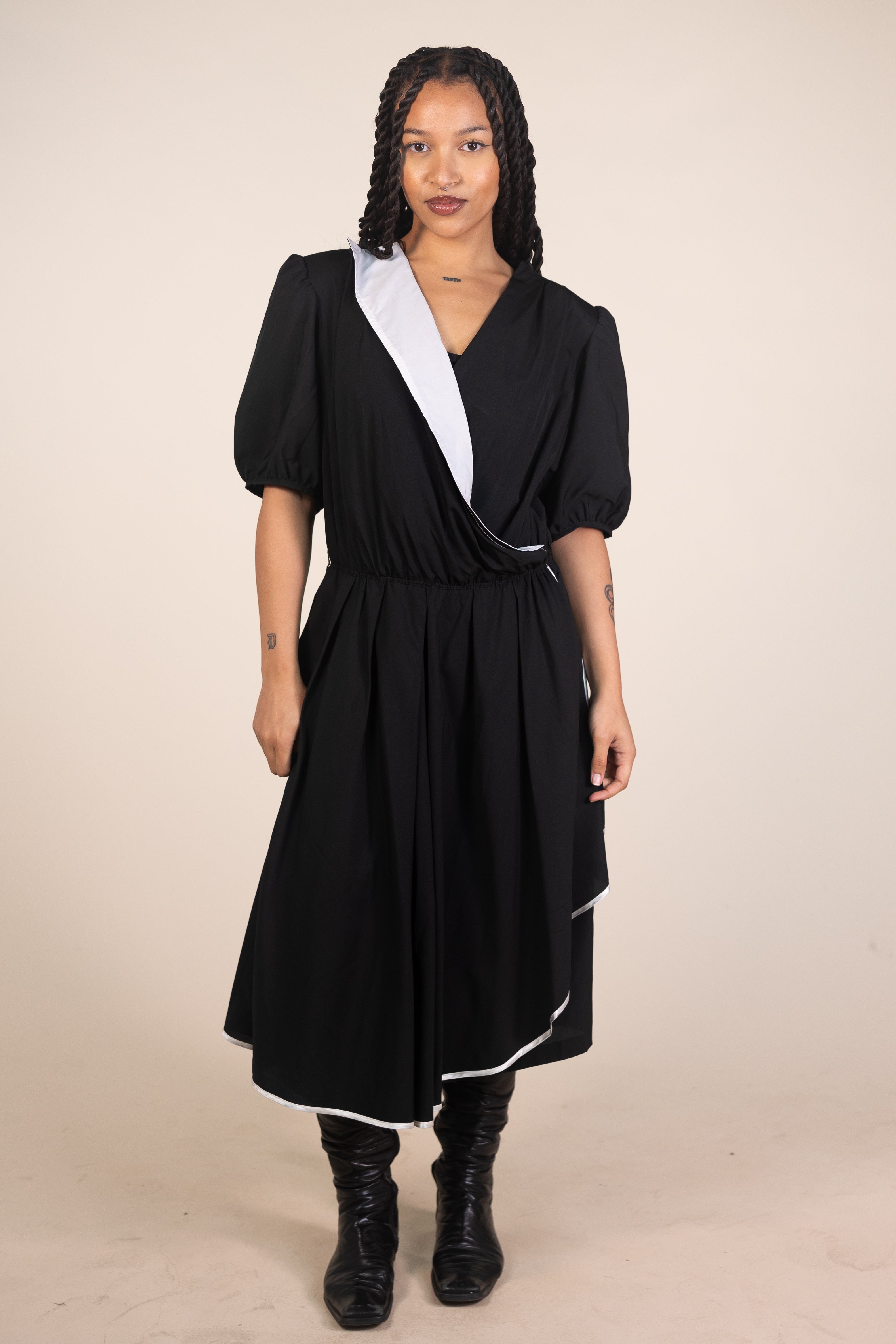 Vintage 80s Black Midi Dress