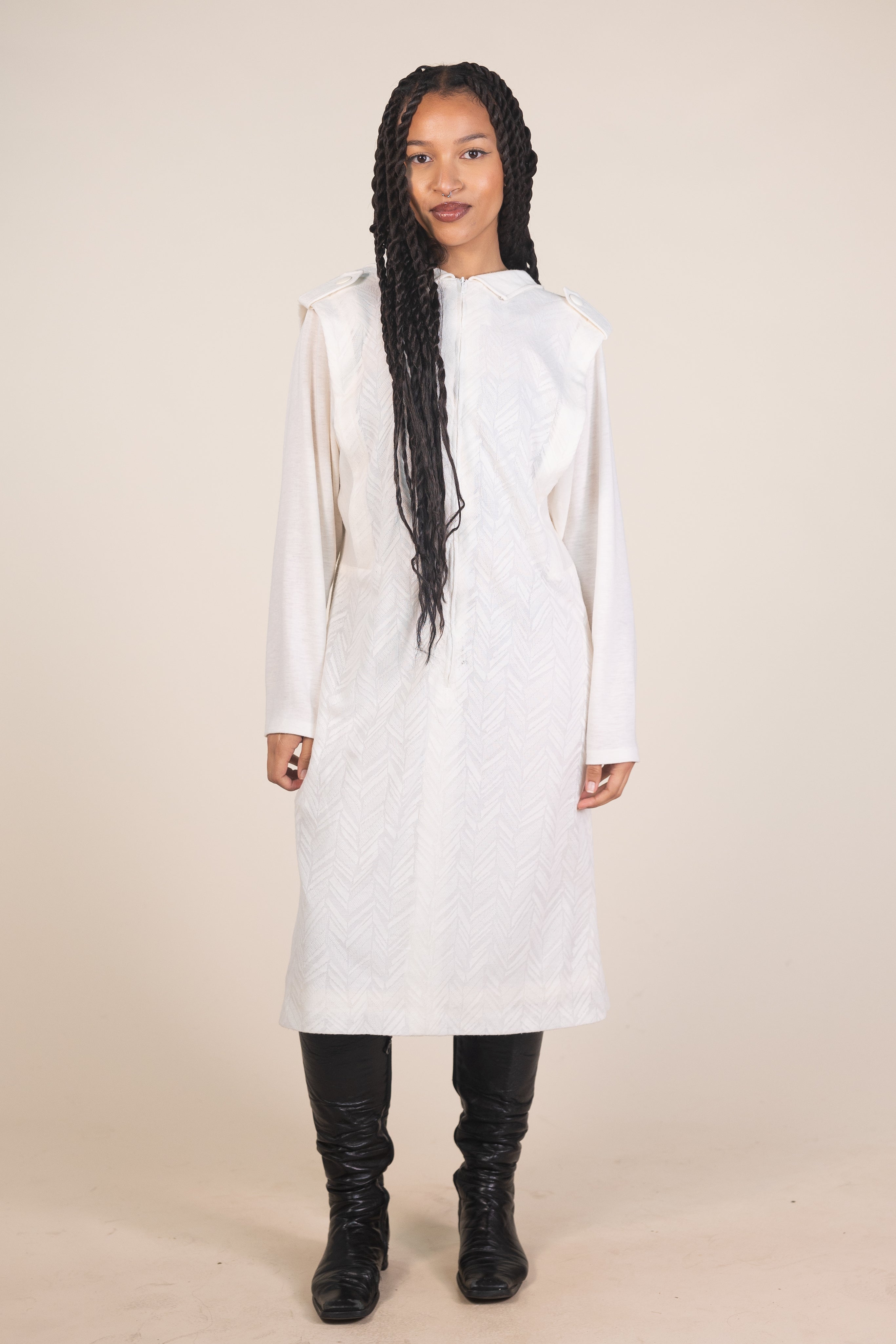 Vintage 80s White Hooded Dress