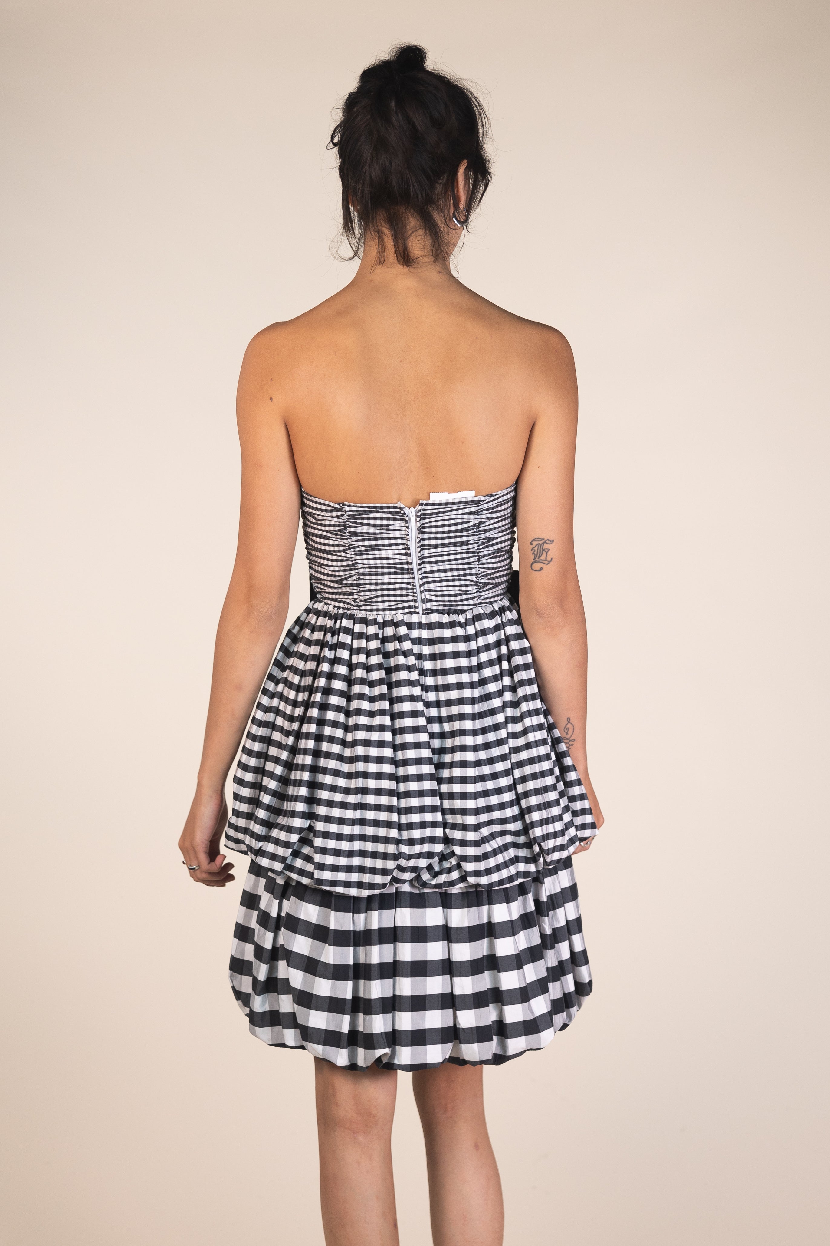 Vintage 80s Bubble Hem Gingham Dress