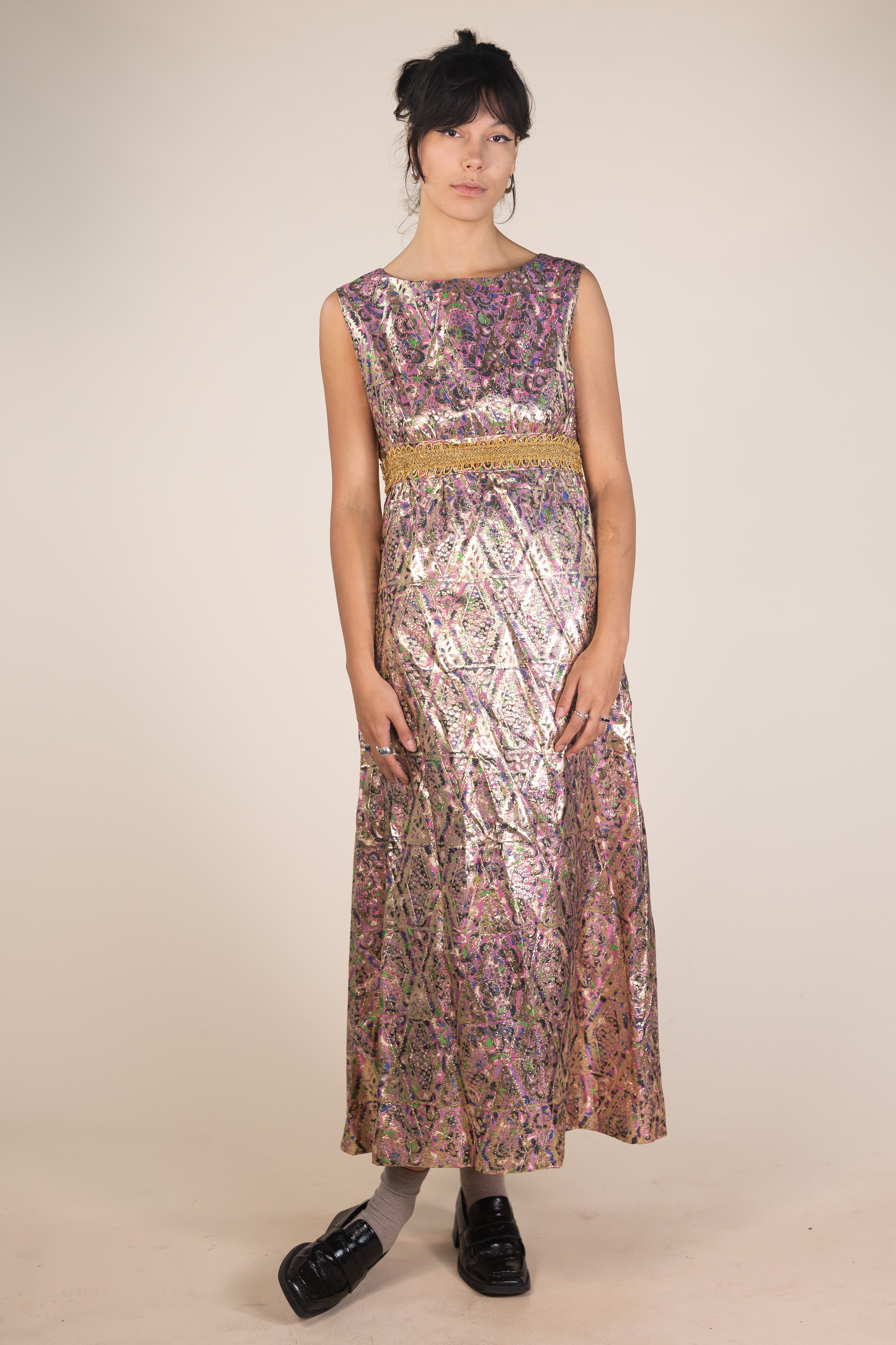 Vintage 70s Metallic Maxi Dress