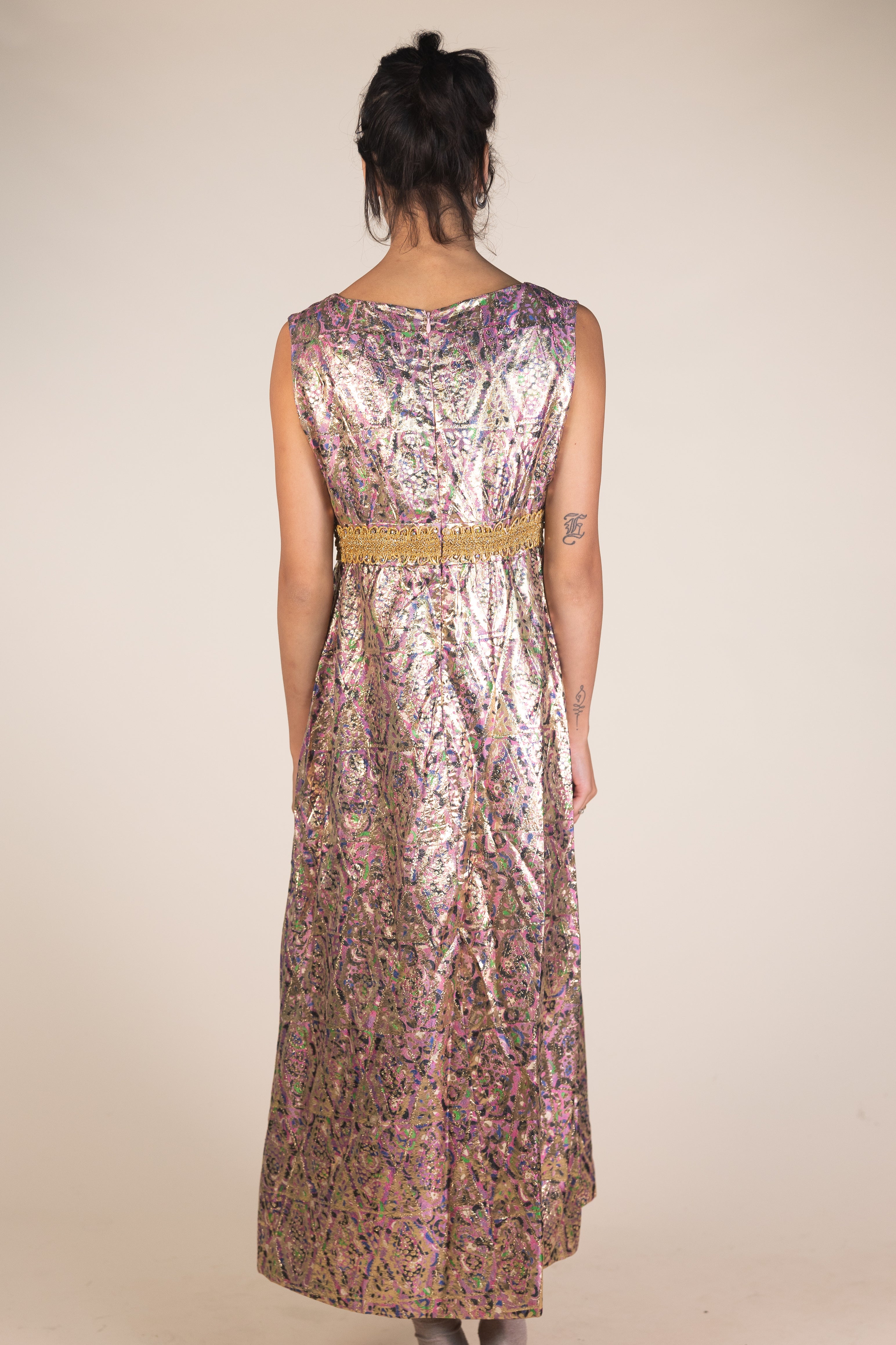 Vintage 70s Metallic Maxi Dress