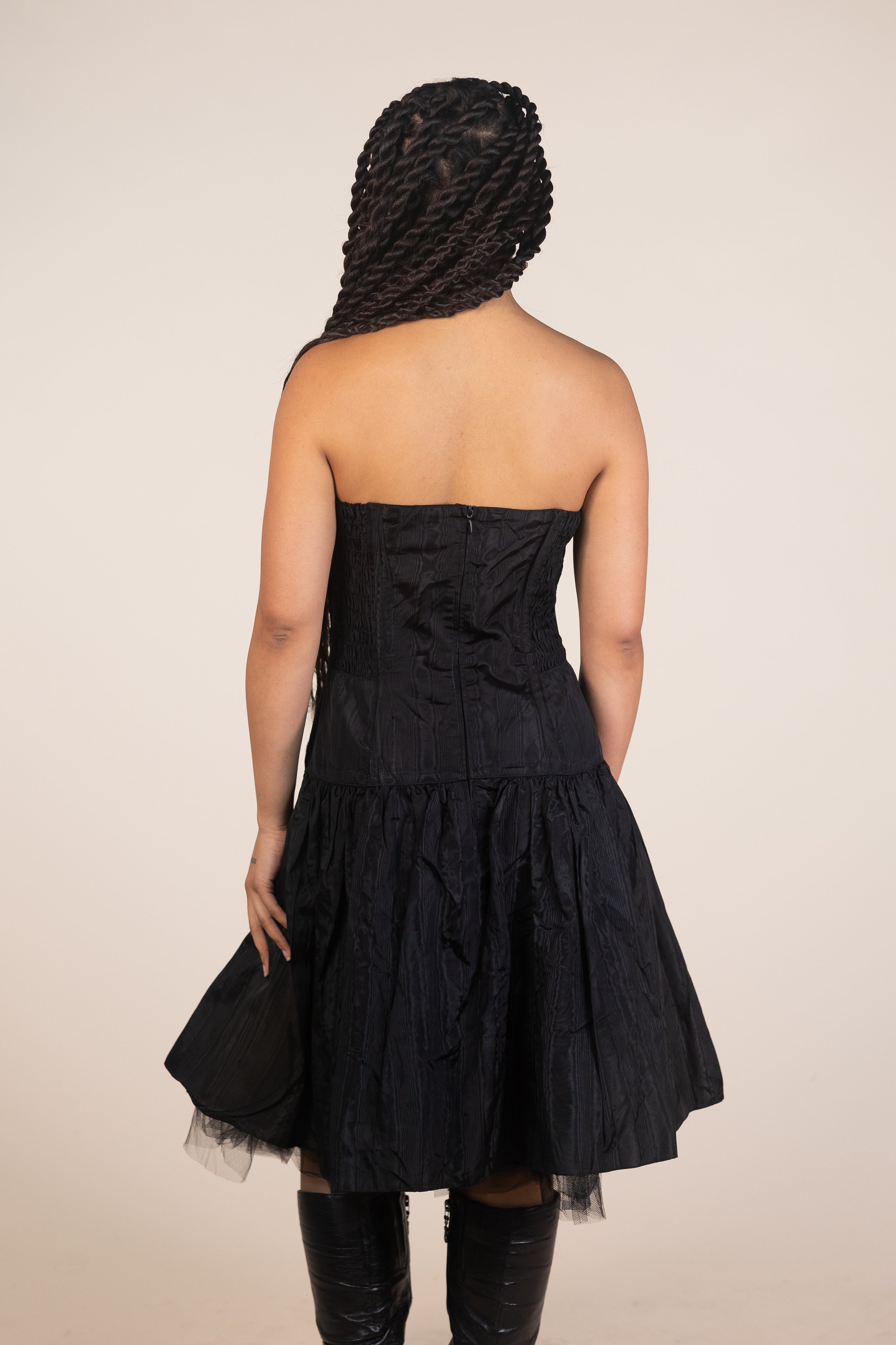 Vintage 80s Strapless Black Dress