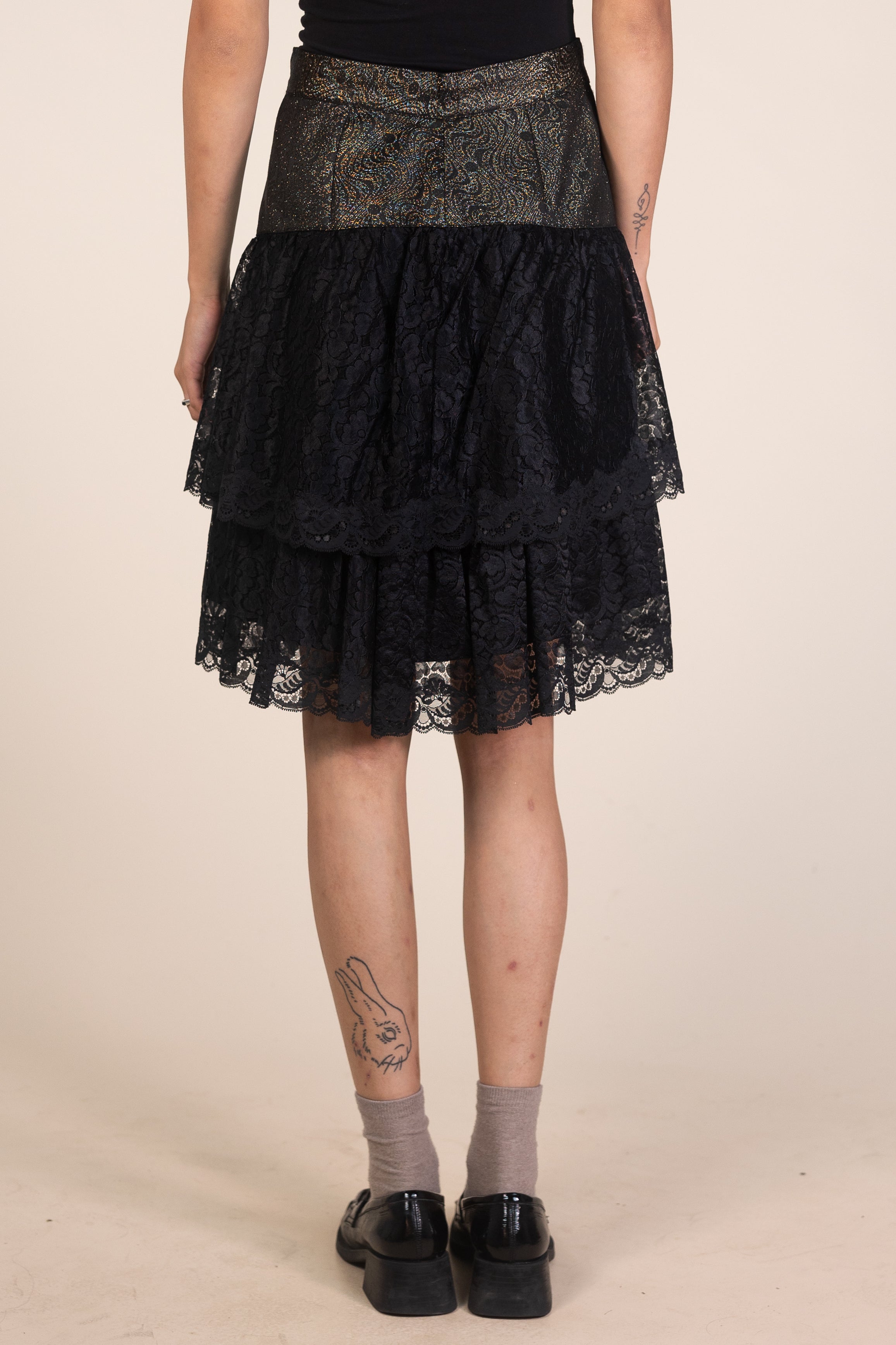 Vintage 80s Lace Tiered Skirt