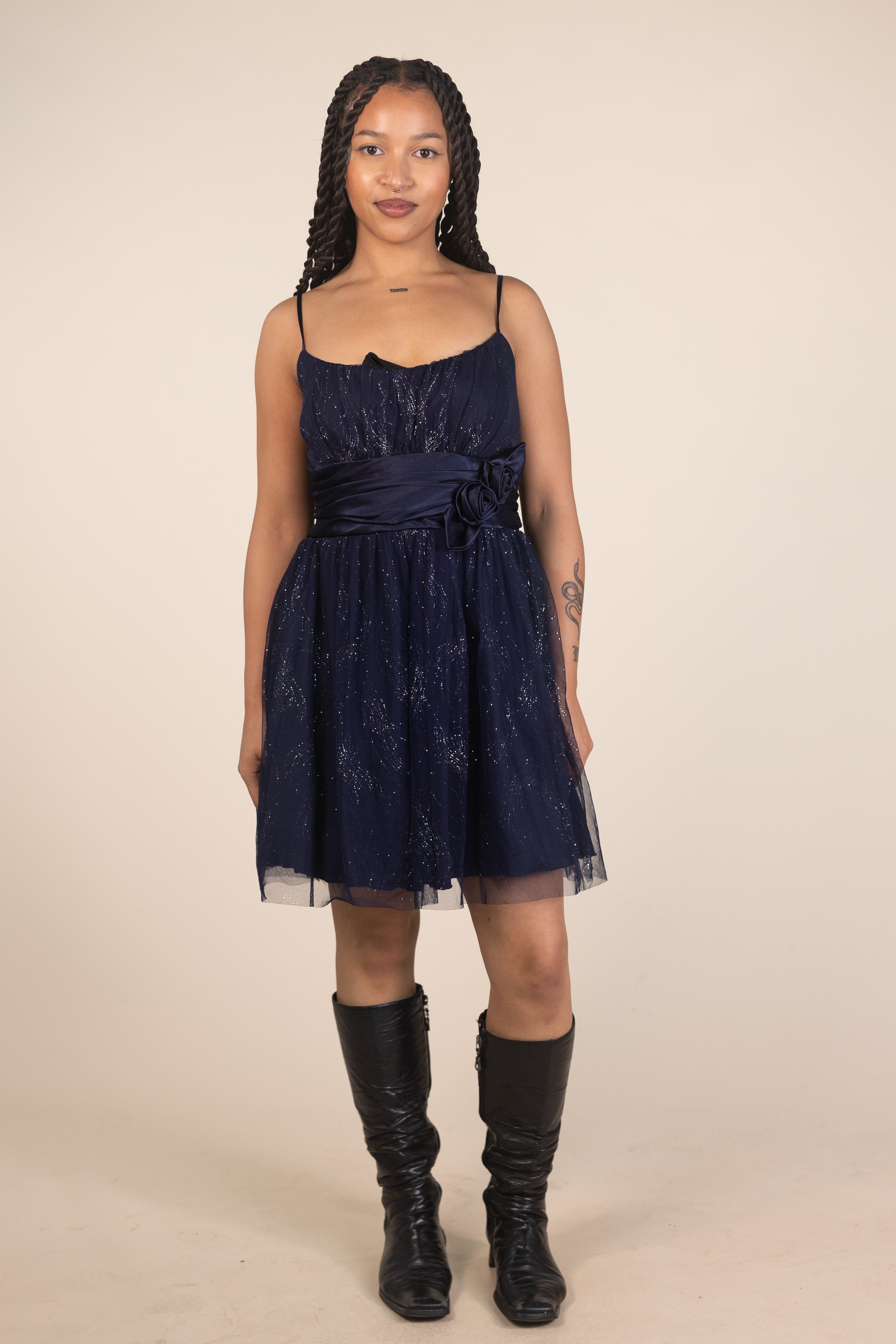 Navy Glitter Party Dress