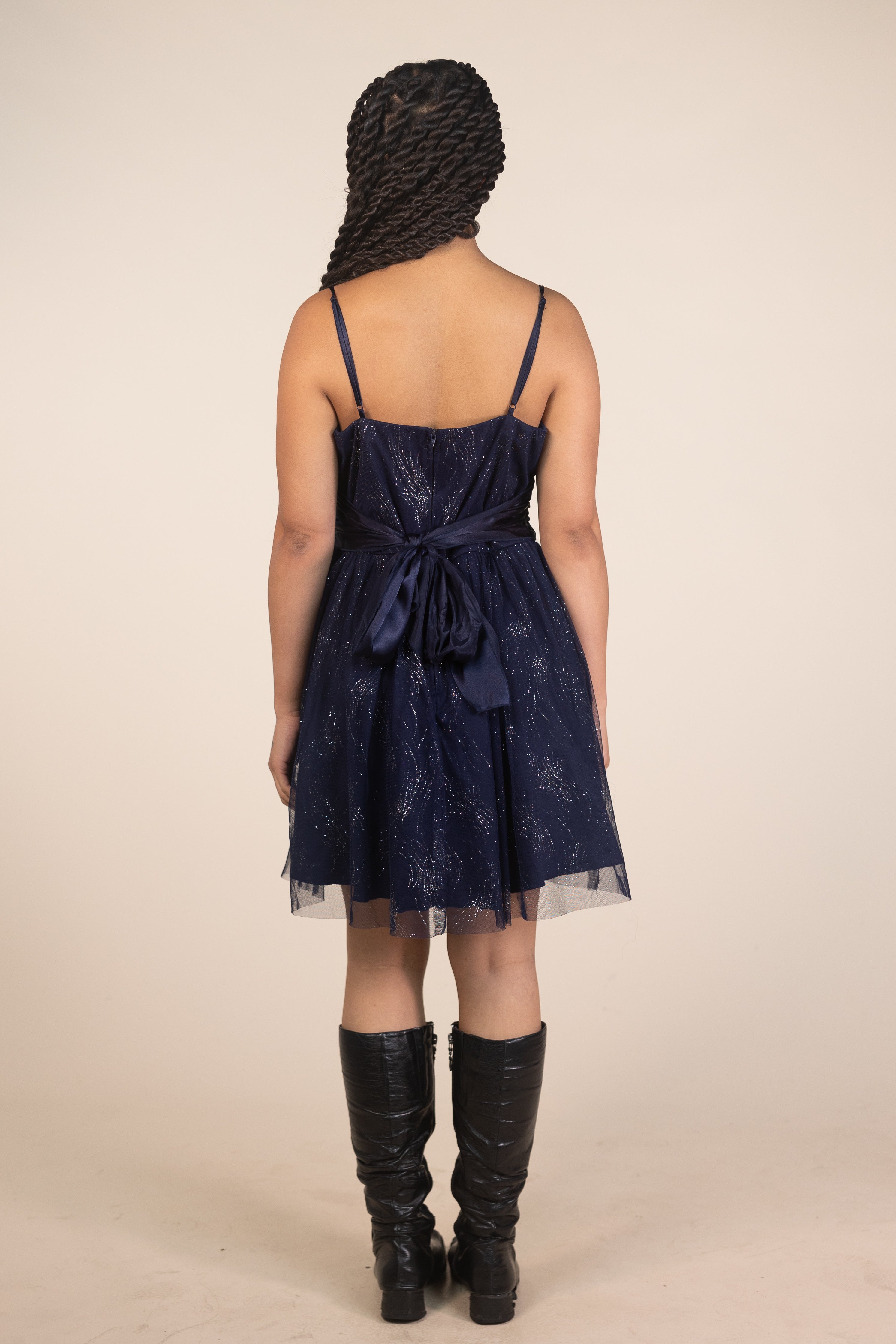 Navy Glitter Party Dress