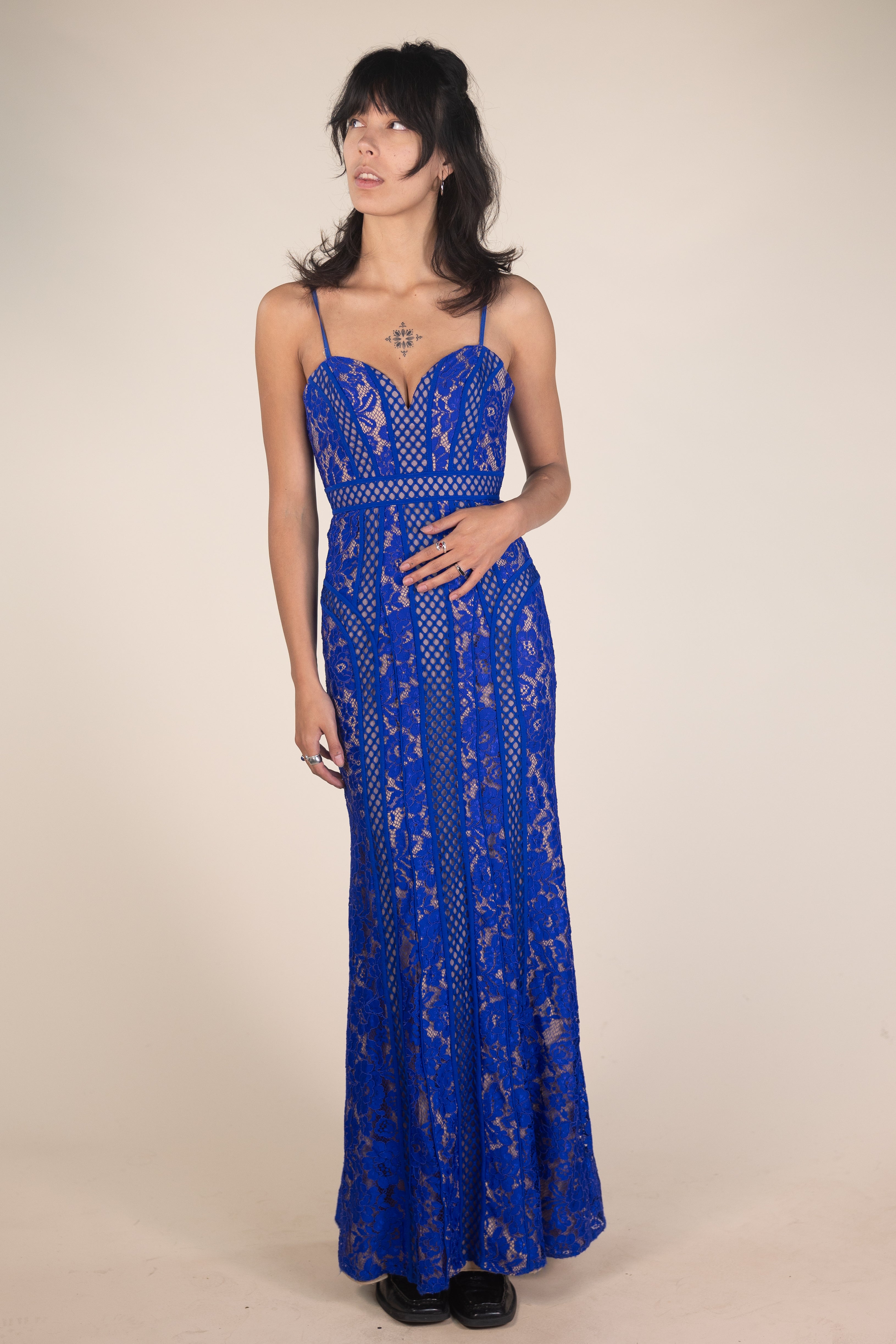 Blue Lace Evening Dress