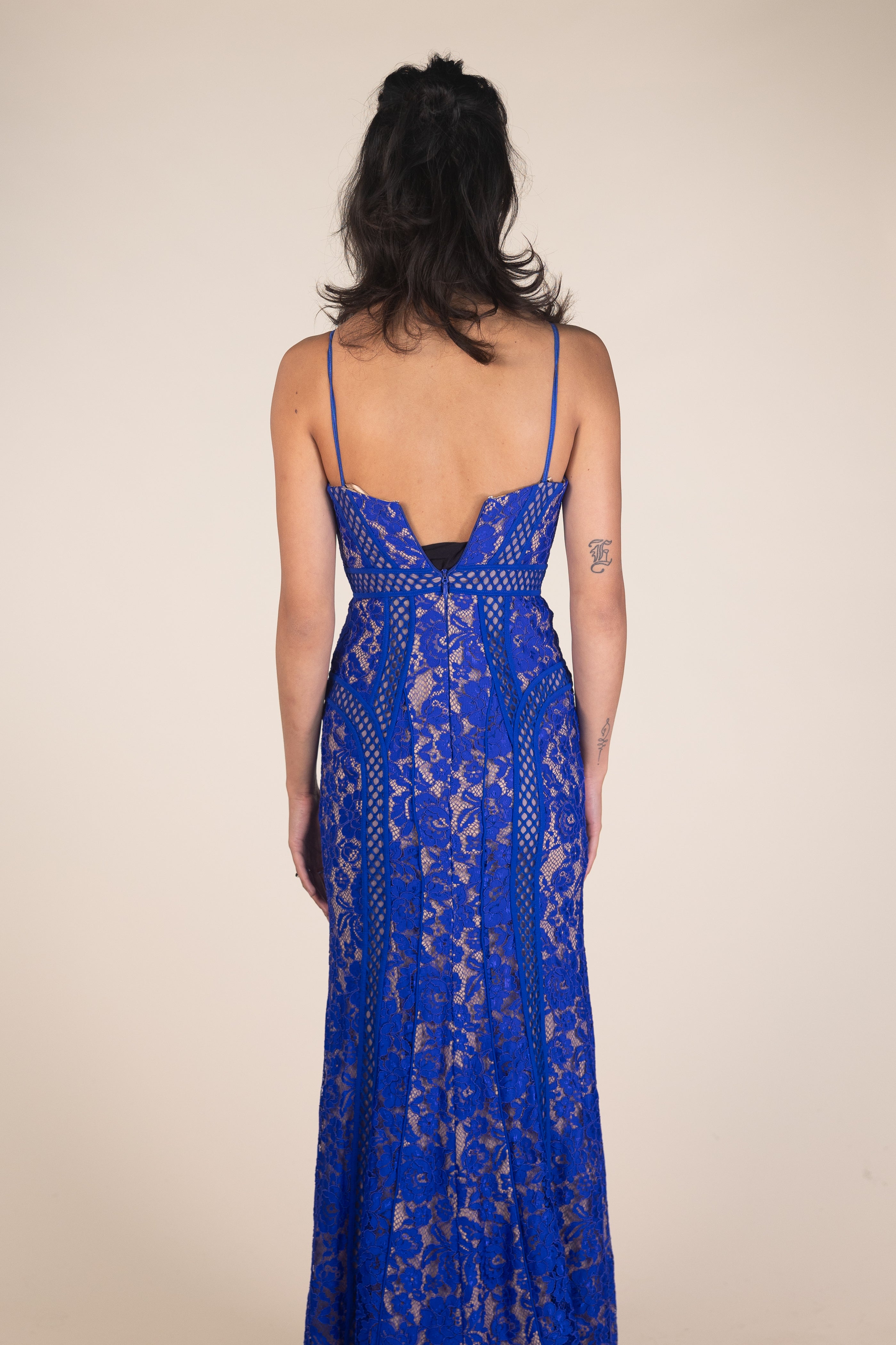 Blue Lace Evening Dress