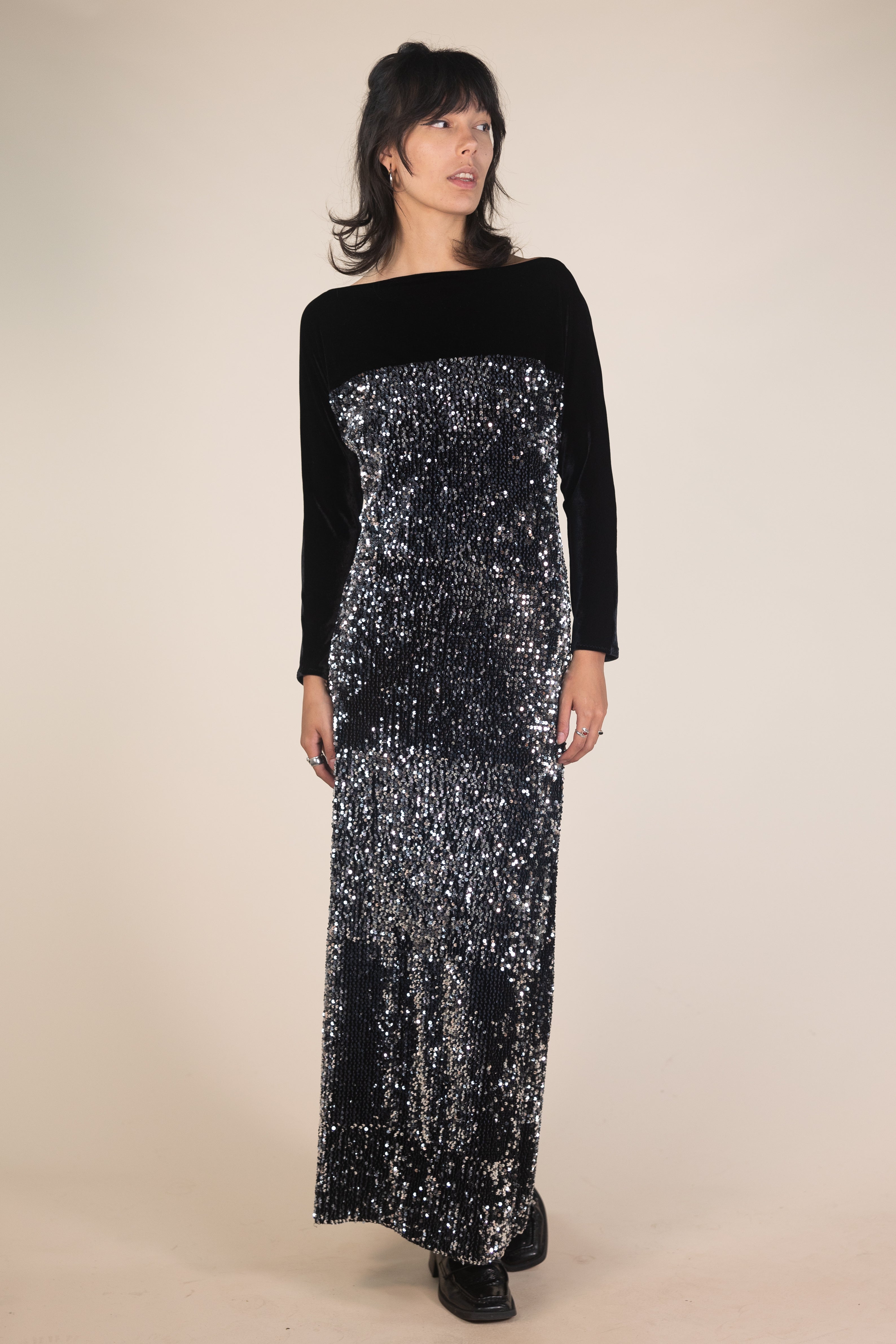 Sequin Velvet Maxi Dress